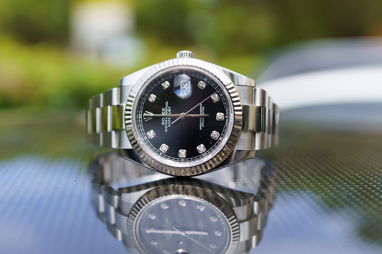 2022 Rolex Datejust 41 black diamond dial 126334 on Oyster
