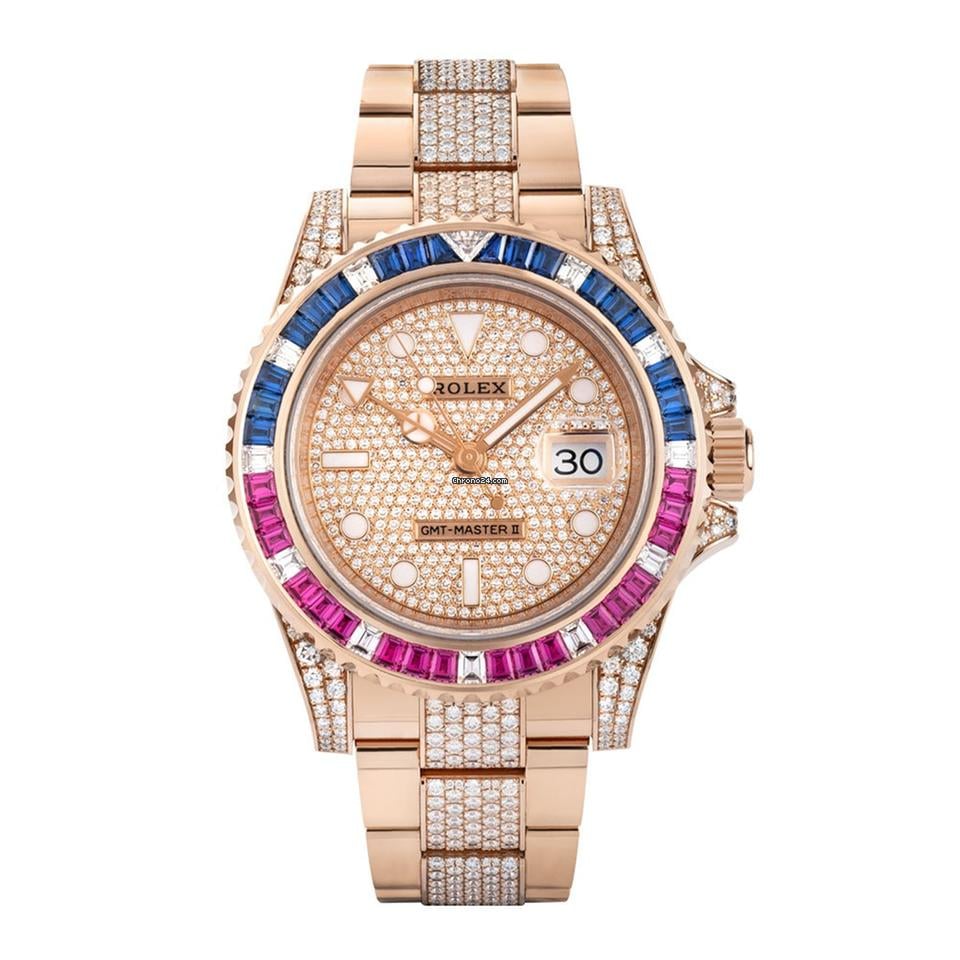 Rolex GMT-Master II 126755SARU Rose Gold Full Pave