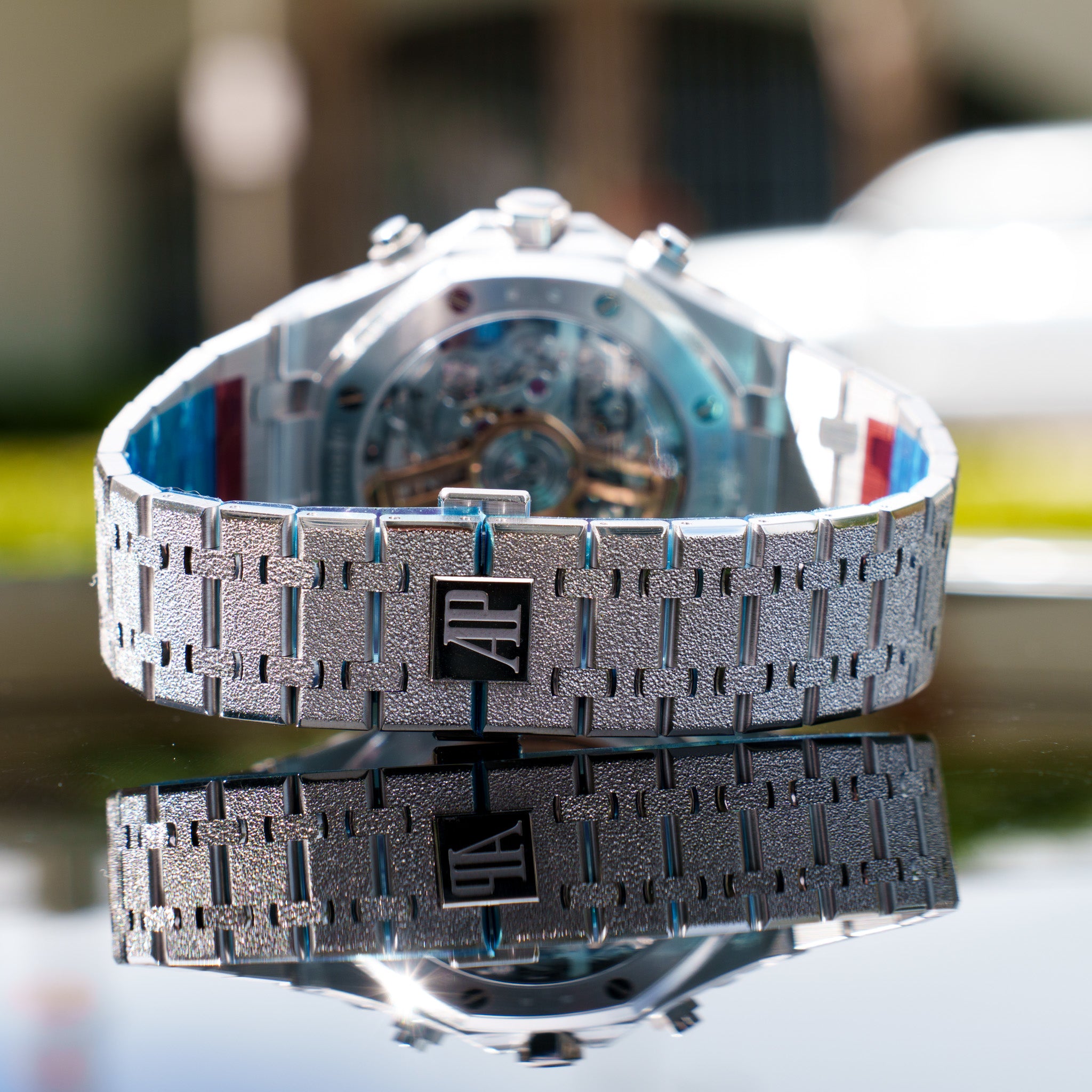 2023 Audemars Piguet Royal Oak Chronograph Frosted White Gold Blue Dial 26240BC