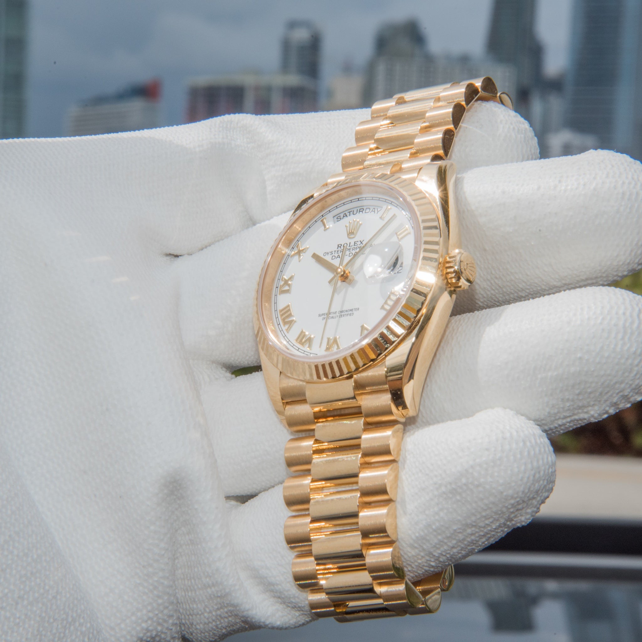 Rolex 2023 Day-Date 36mm White Roman Dial 128238