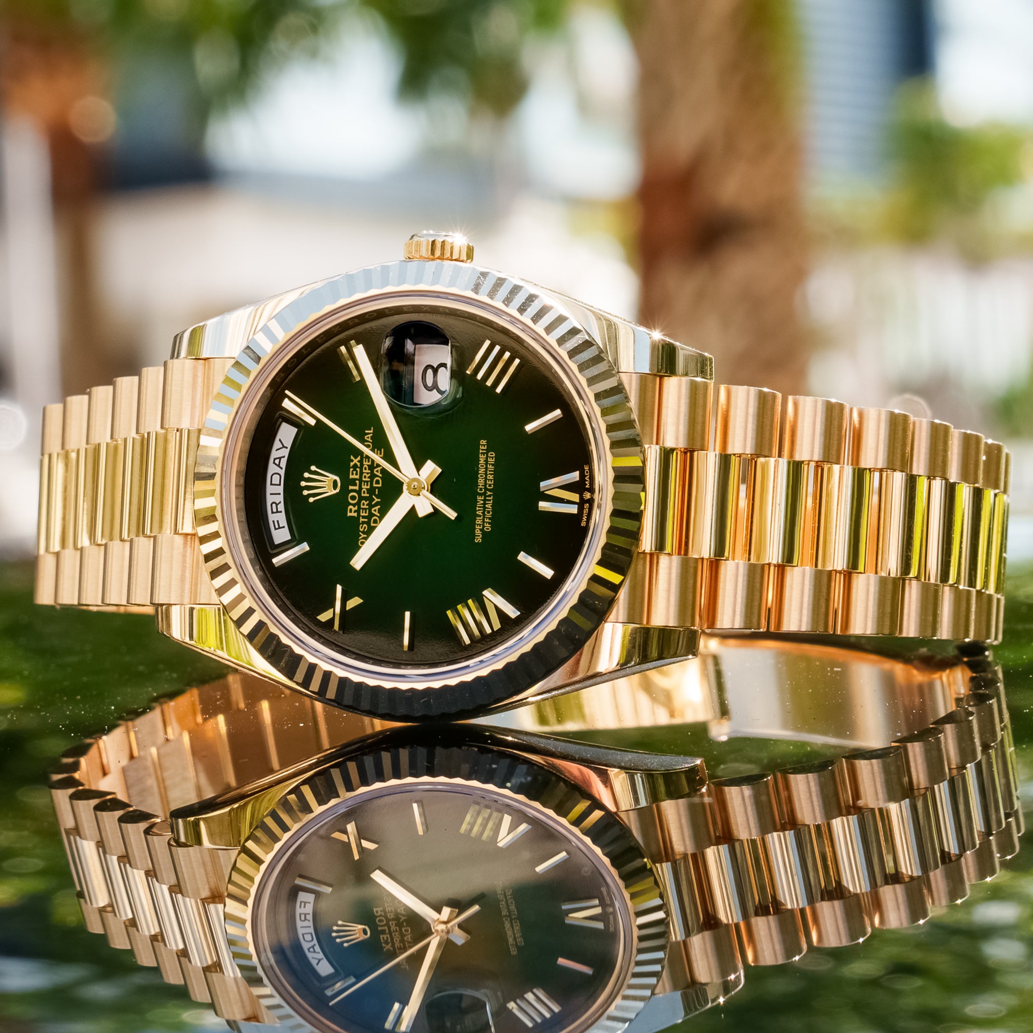 2025 Rolex 228238 Day-Date Green Fume Dial 40mm