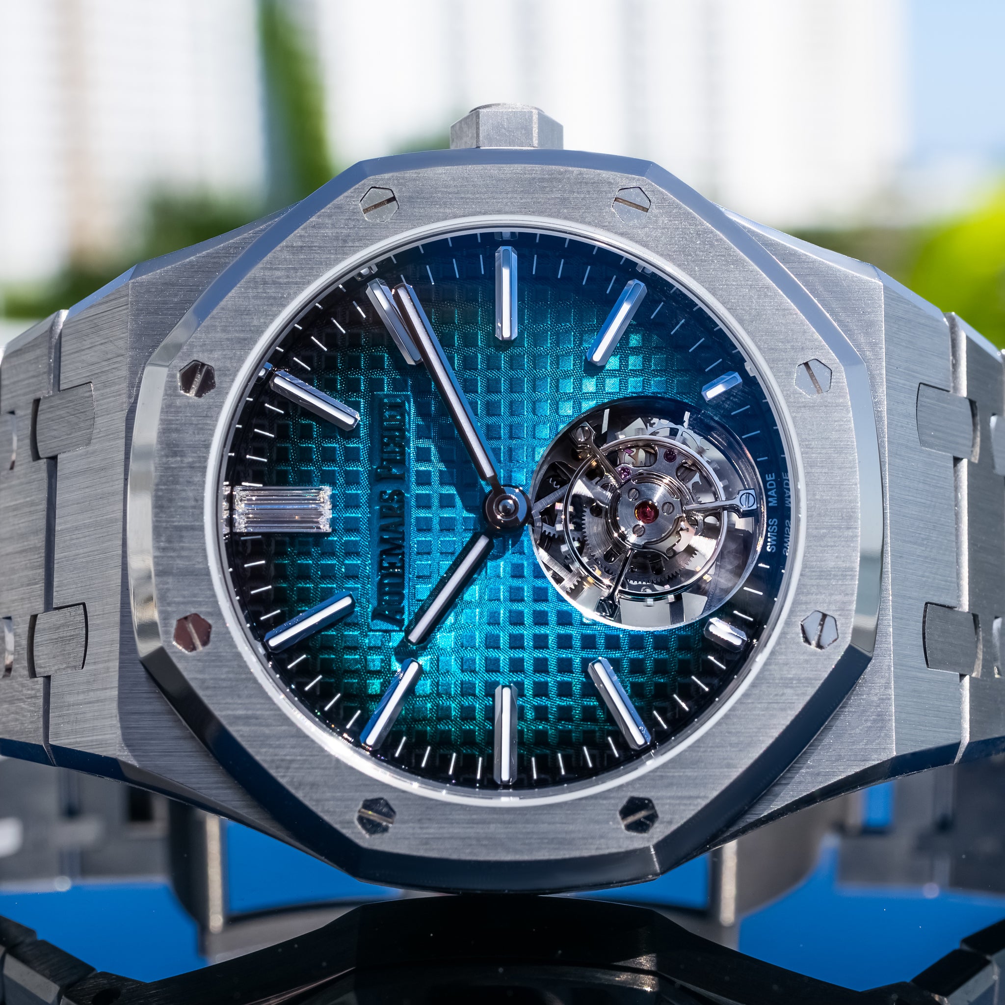 Audemars Piguet Royal Oak Flying Tourbillon Titanium Blue Dial 50th Anniversary 26730ti