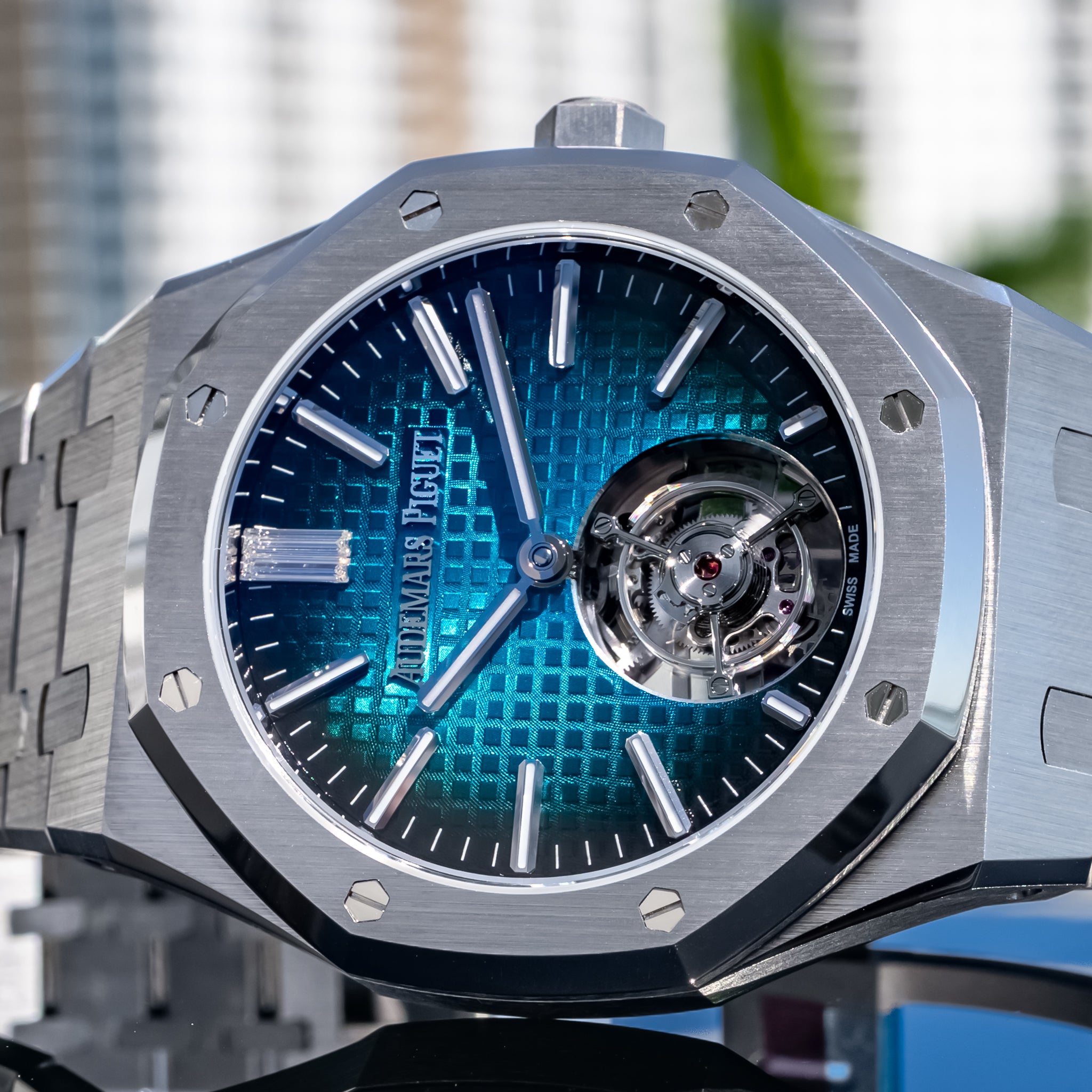 Audemars Piguet Royal Oak Flying Tourbillon Titanium Blue Dial 50th Anniversary 26730ti