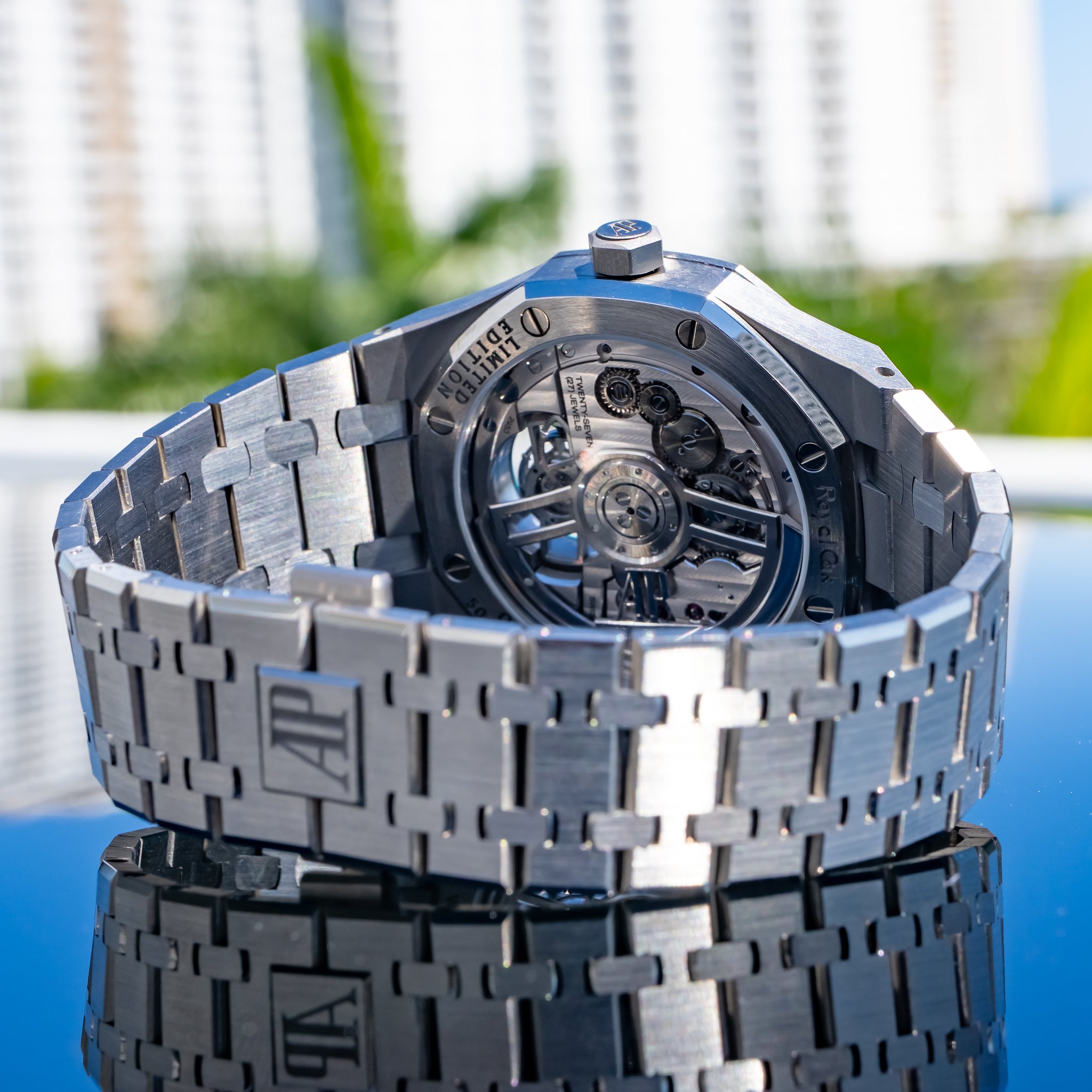 Audemars Piguet Royal Oak Flying Tourbillon Titanium Blue Dial 50th Anniversary 26730ti