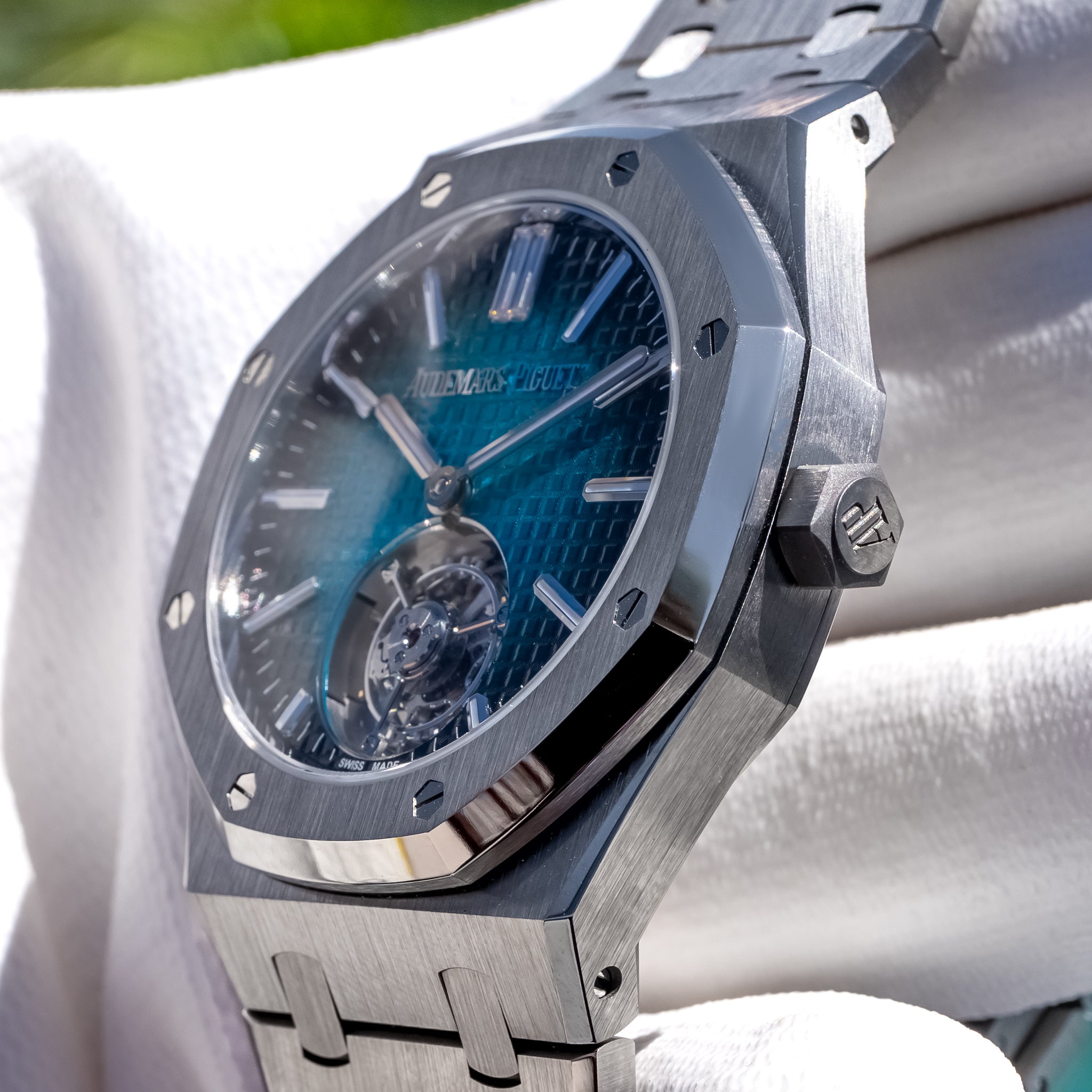 Audemars Piguet Royal Oak Flying Tourbillon Titanium Blue Dial 50th Anniversary 26730ti