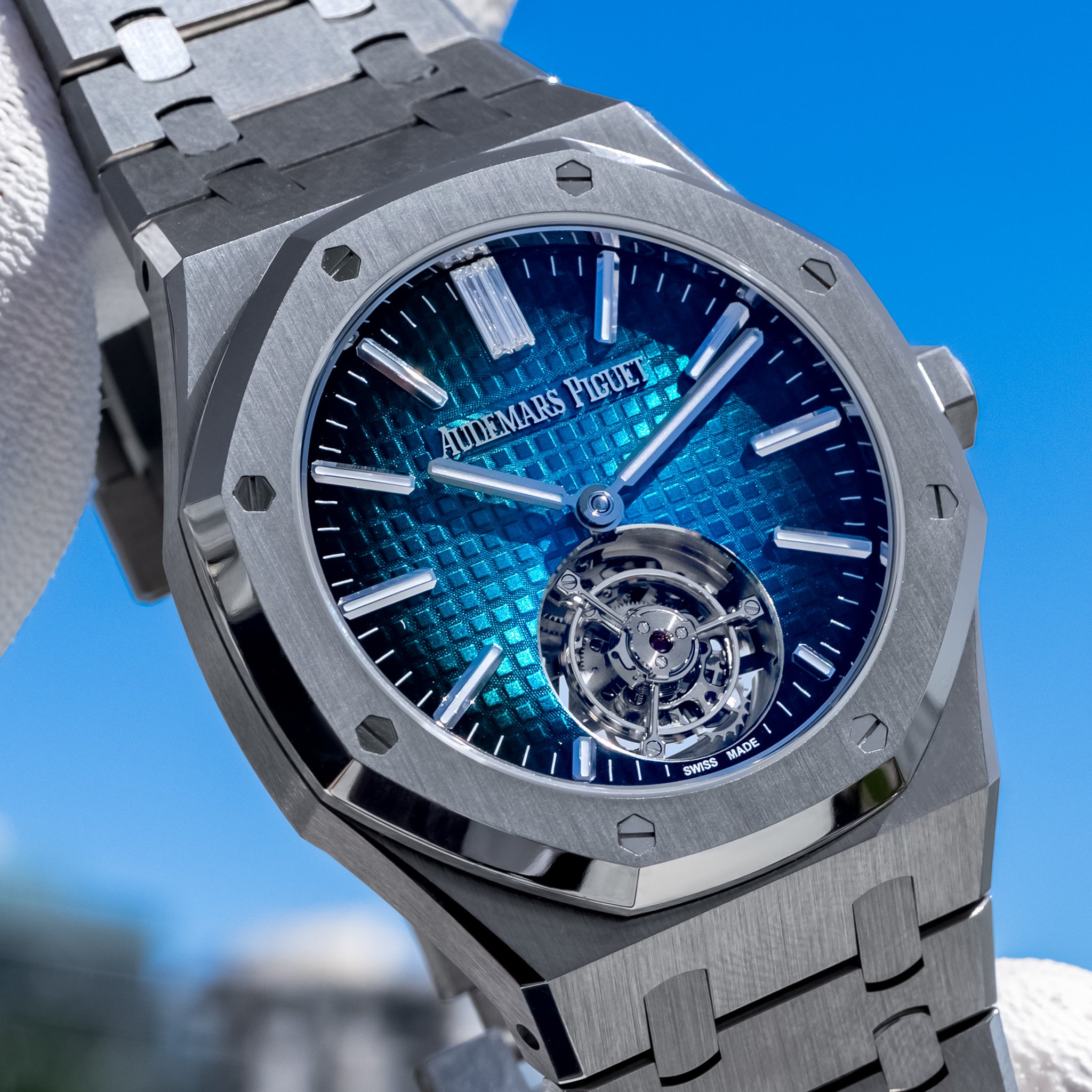Audemars Piguet Royal Oak Flying Tourbillon Titanium Blue Dial 50th Anniversary 26730ti