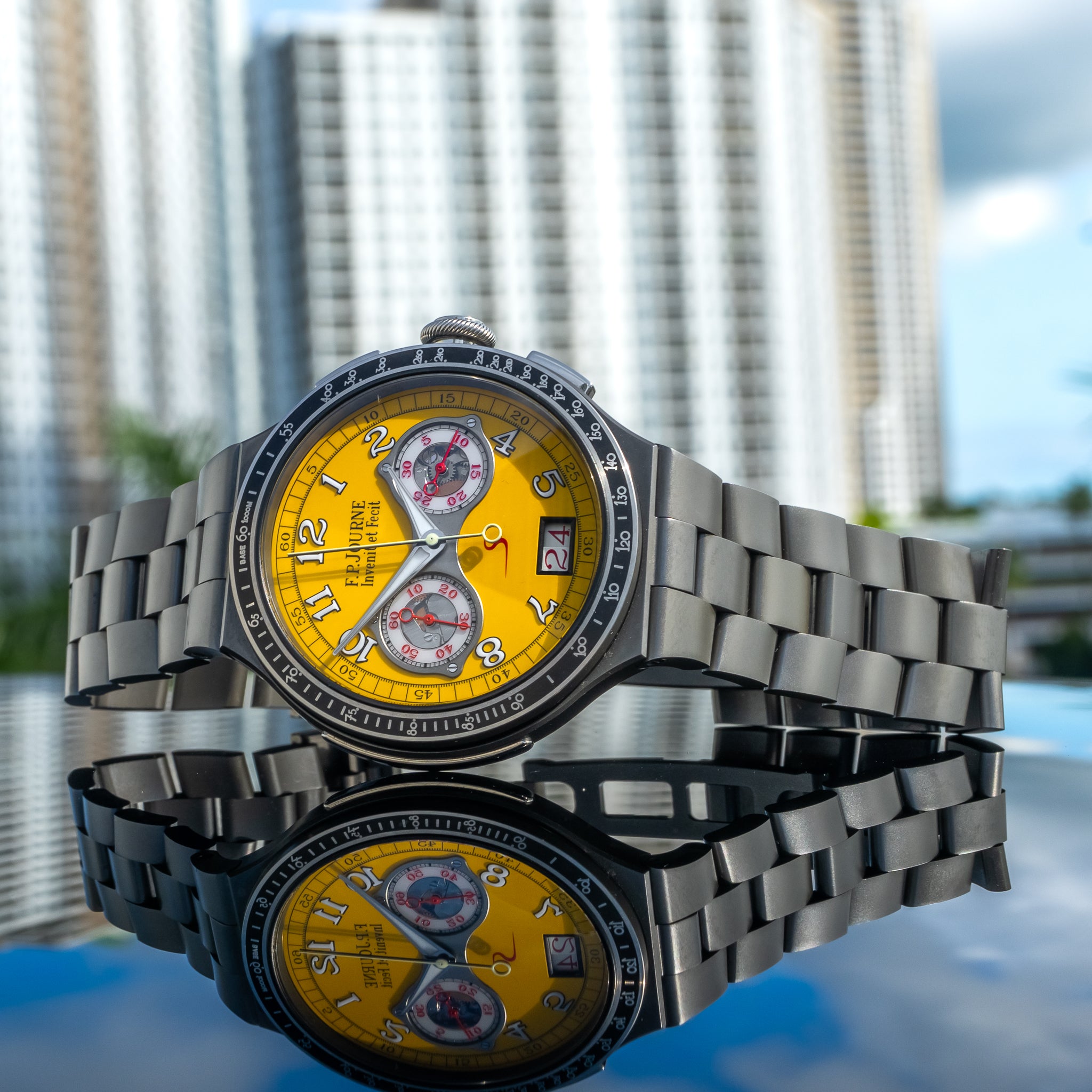 F.P. Journe LineSport Chronograph Monopoussoir Rattrapante Titanium Yellow Dial 44mm