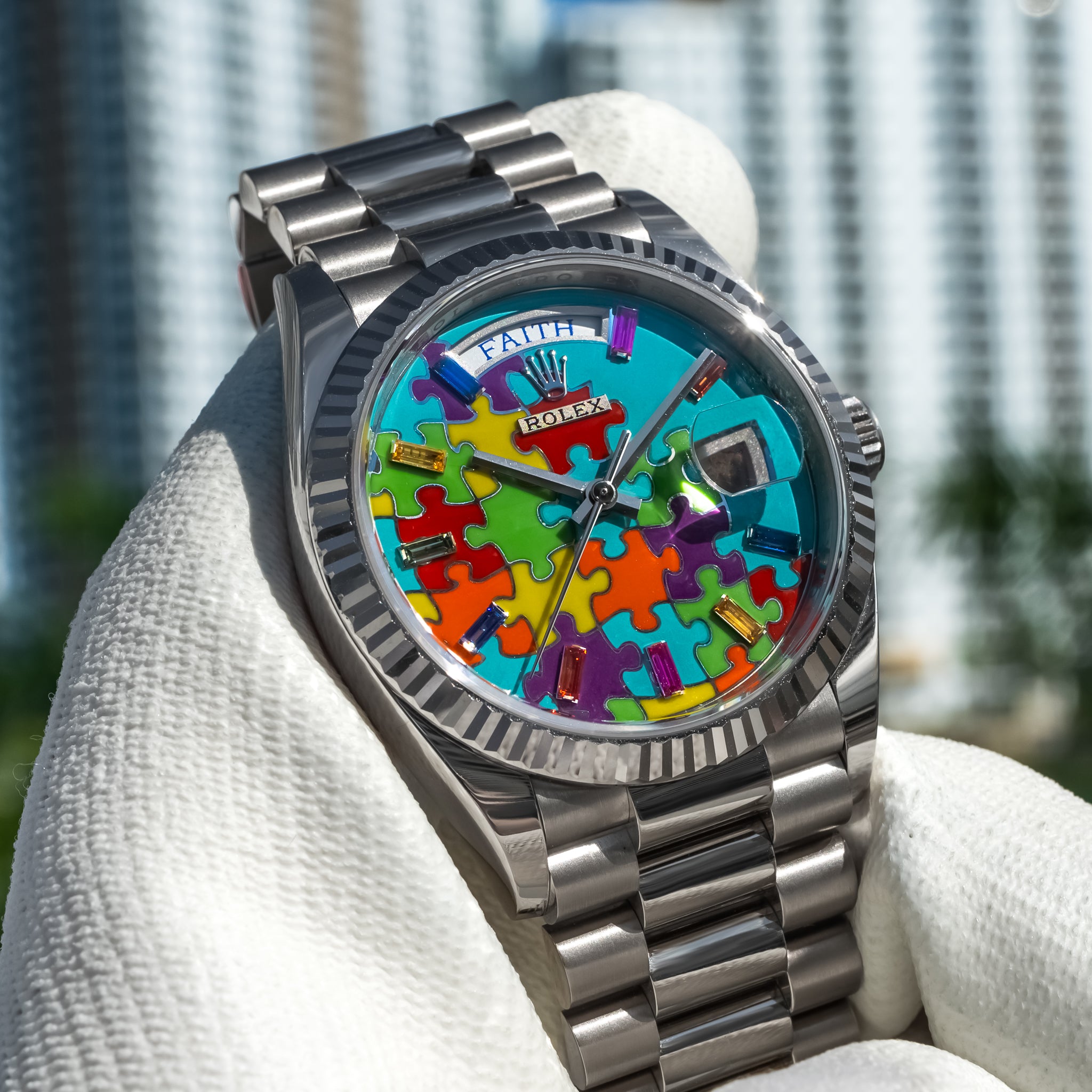 Rolex Day-Date 128239 "Puzzle" White Gold 36mm