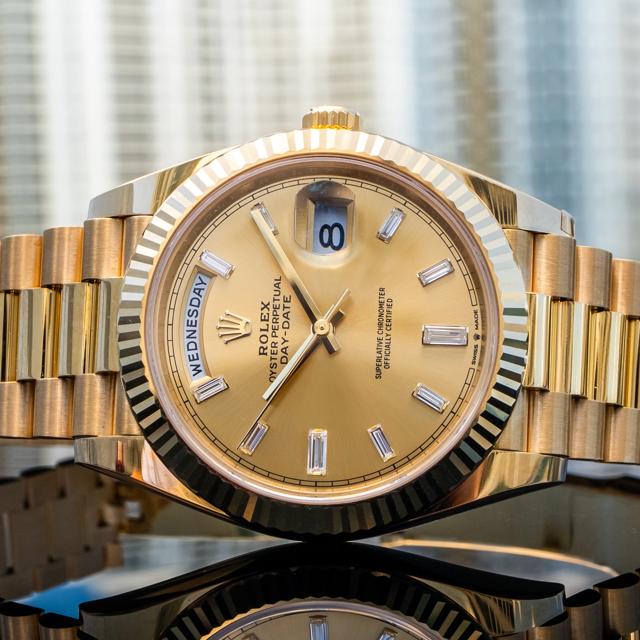 2024 Rolex Day-Date 228238A Yellow Gold Baguette 40mm