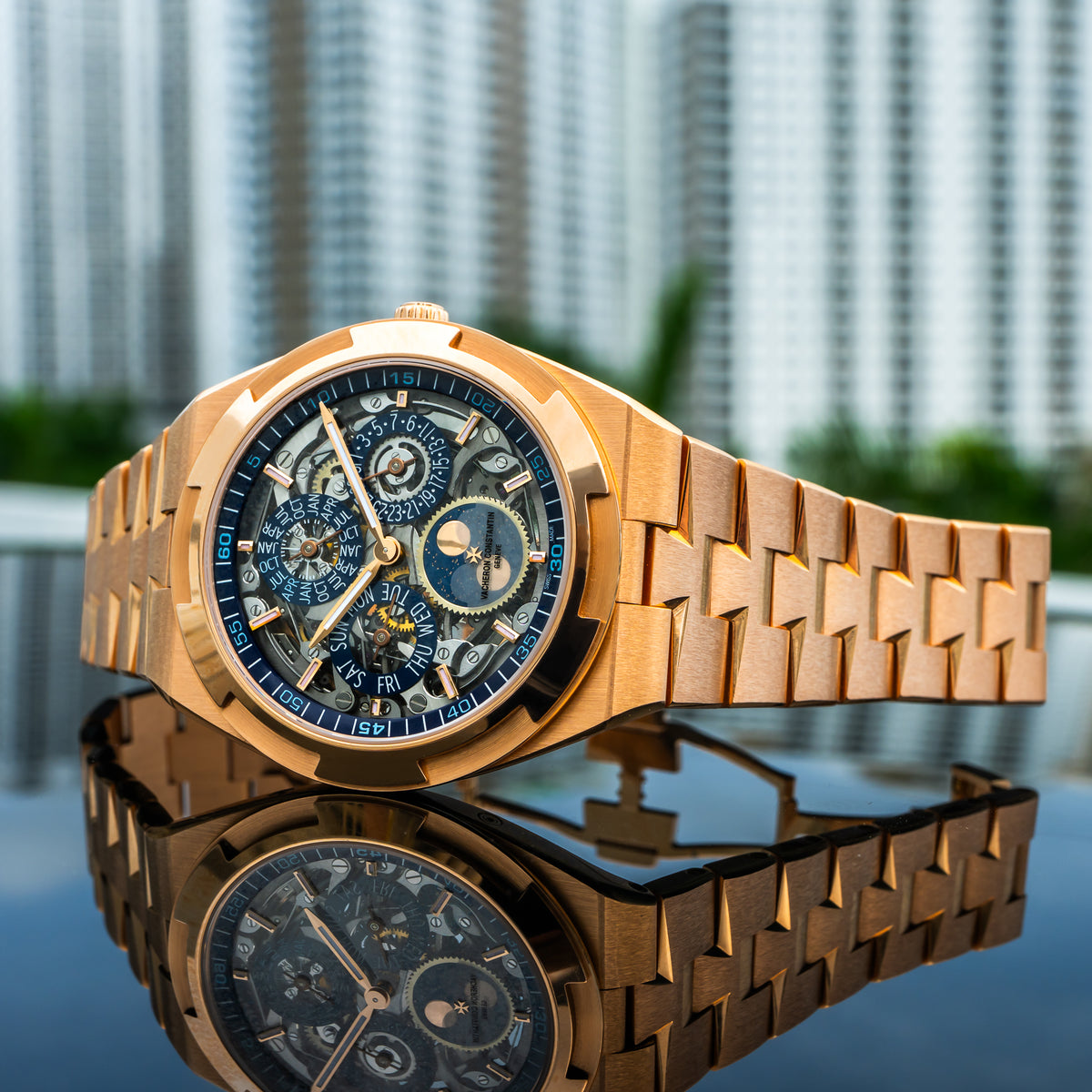 2025 Vacheron Constantin 4300V/220R-B642 Overseas Perpetual Calendar Ultra-Thin Skeleton Rose Gold 41.5mm