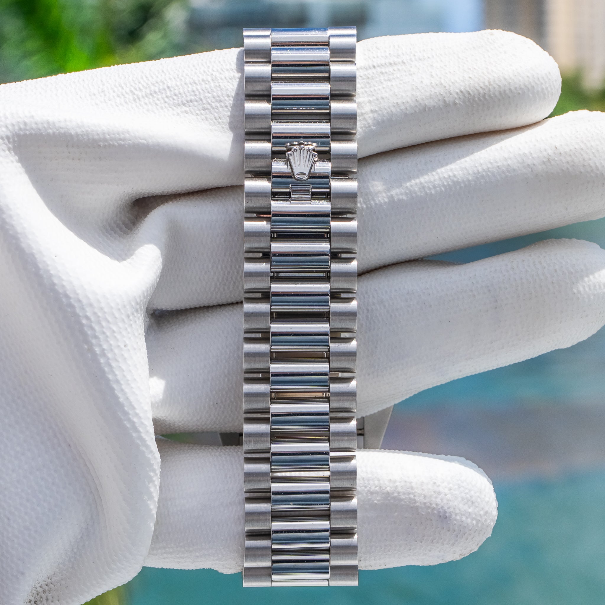 Rolex Day-Date 40mm Platinum with Baguette Bezel 228396TBR Pave Dial