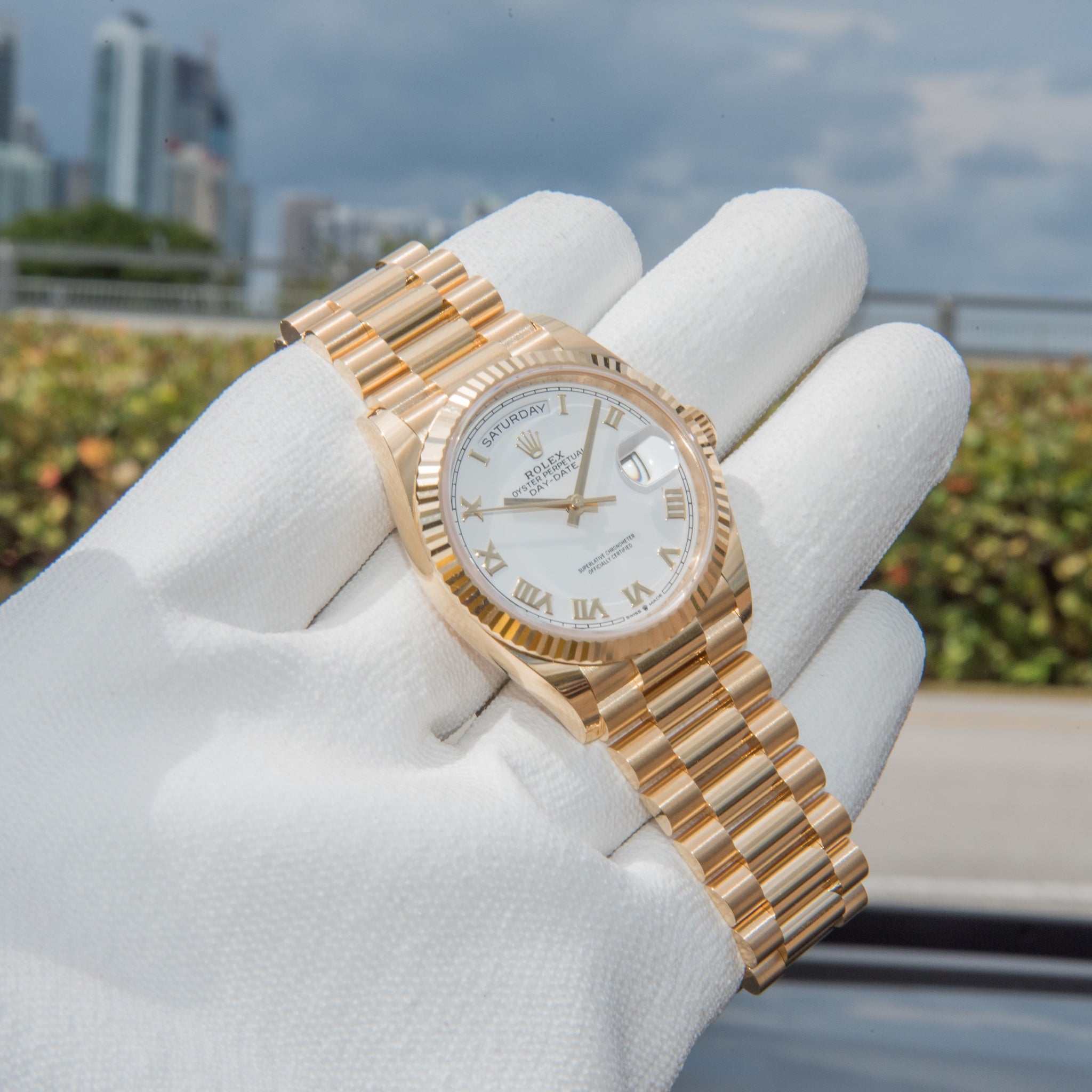 Rolex 2023 Day-Date 36mm White Roman Dial 128238