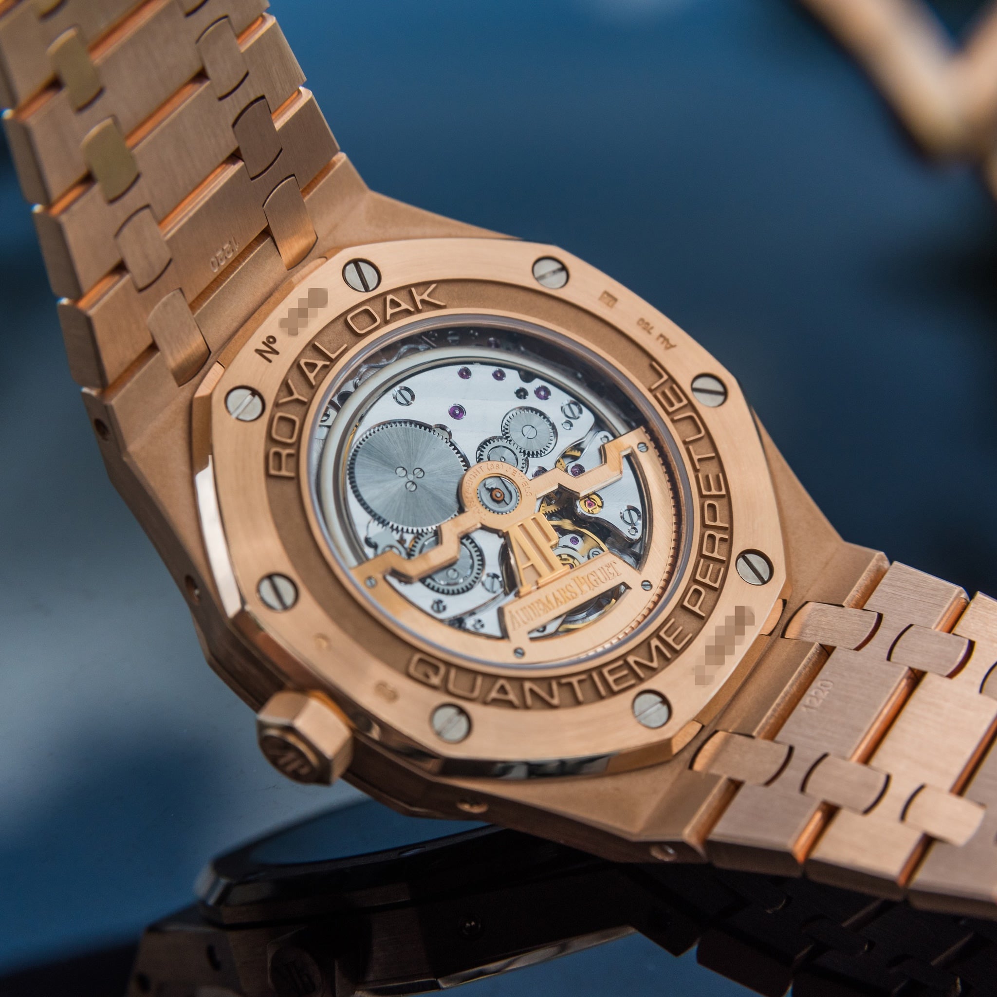 Audemars Piguet 26574or | 2017 Royal Oak Perpetual | Blue Dial | Rose Gold