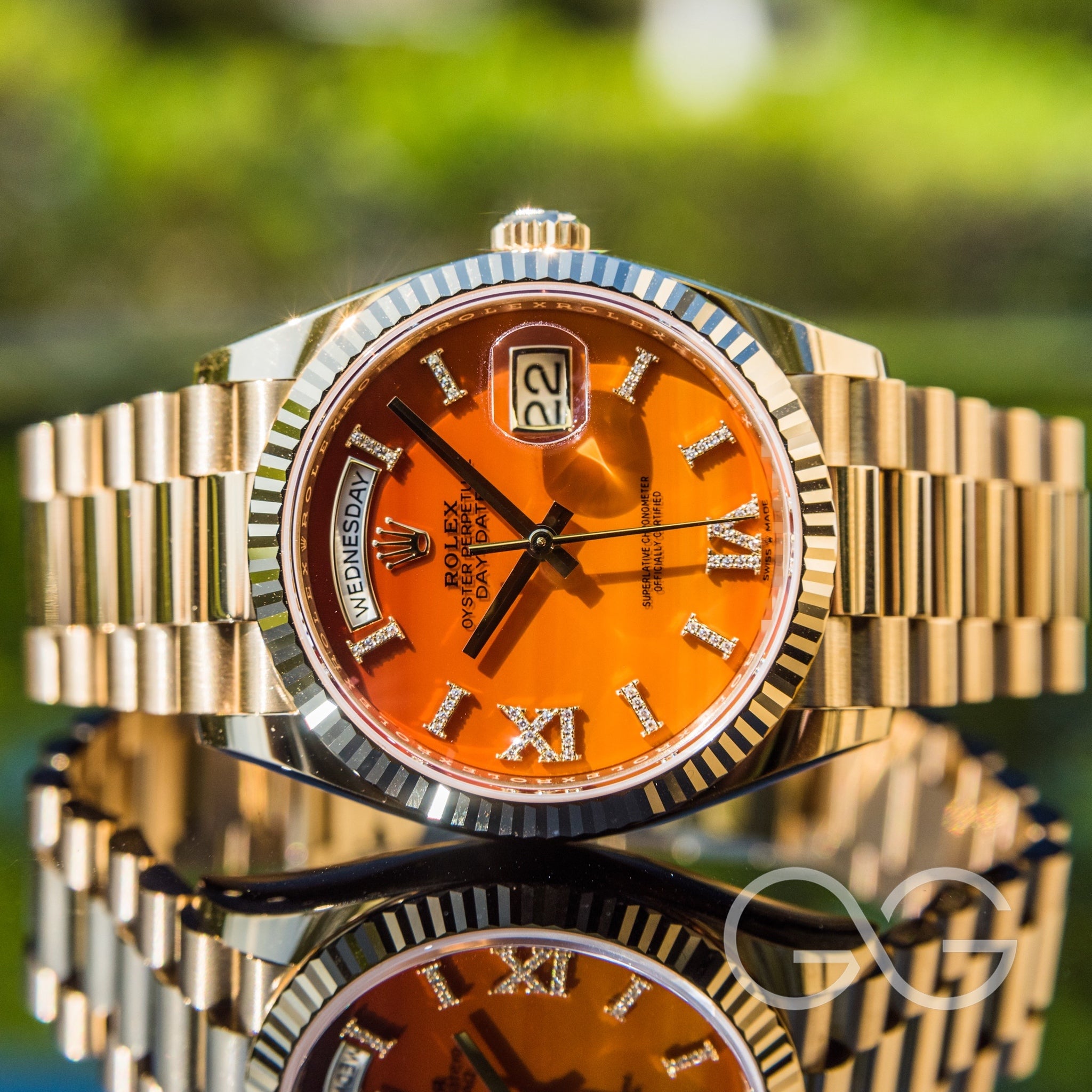 Rolex 2023 Day-Date 36mm 128238 Carnelian Dial