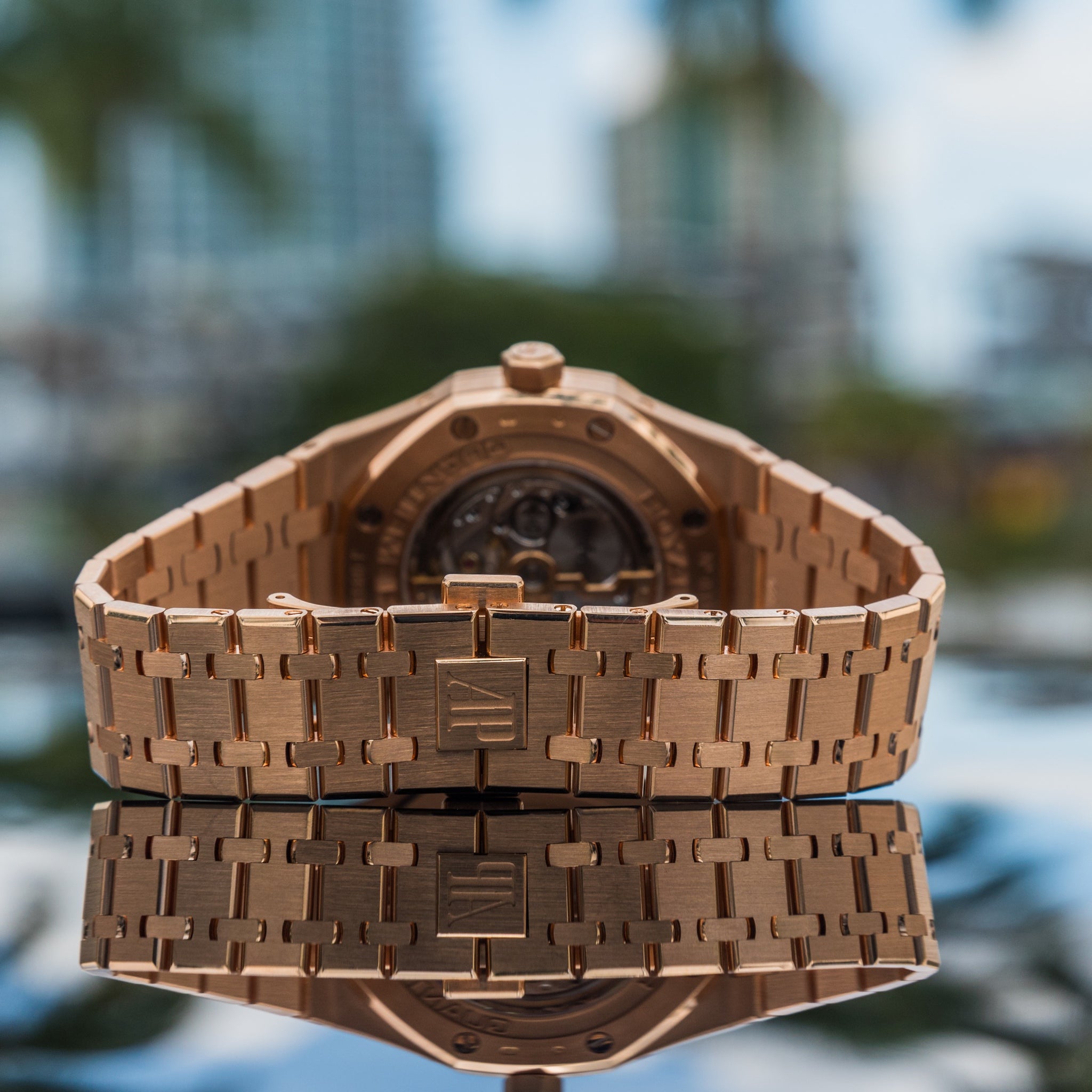 Audemars Piguet 26574or | 2017 Royal Oak Perpetual | Blue Dial | Rose Gold