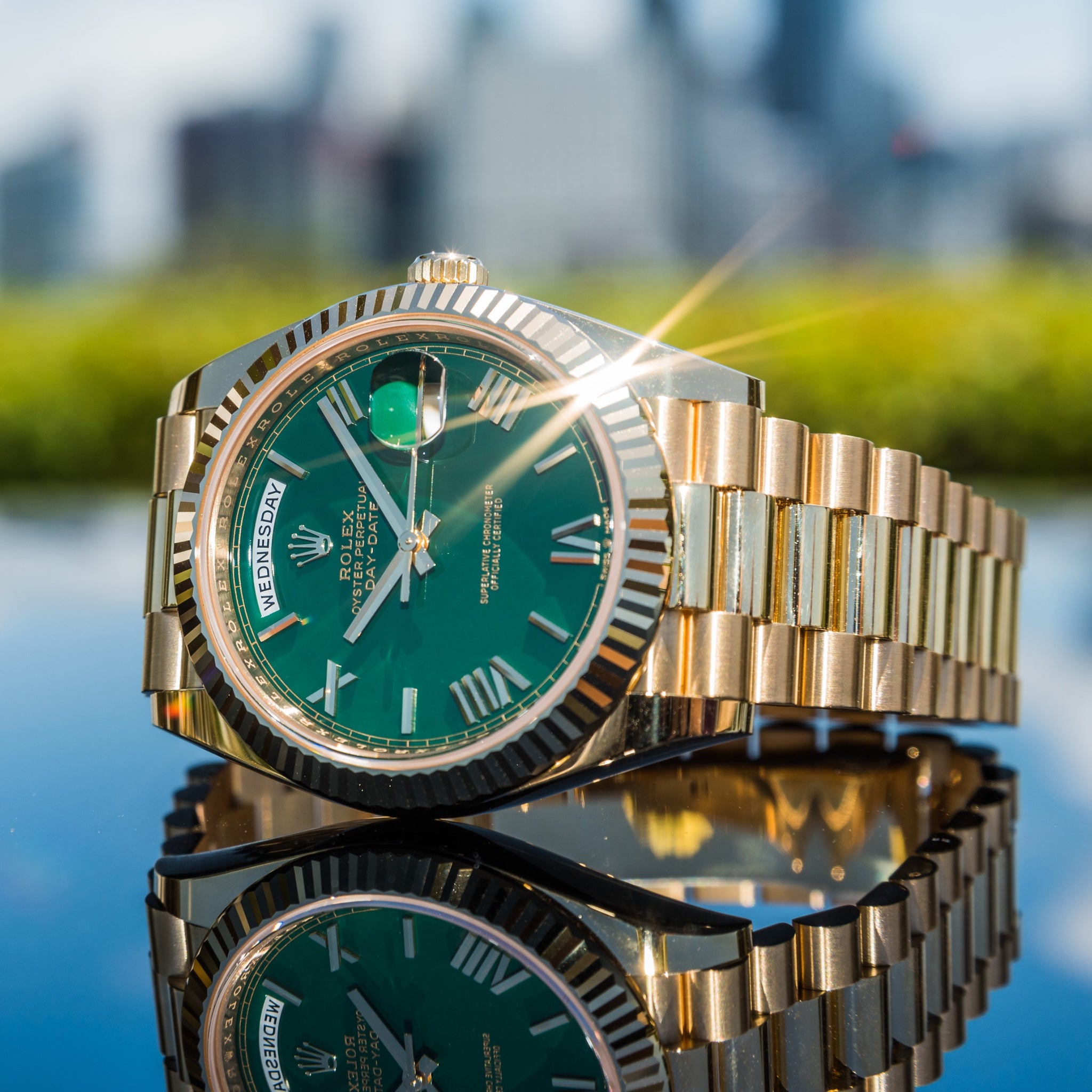 Rolex 2022 Day-Date 40mm Green Dial 228238