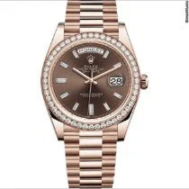Rolex 2022 Day-Date 40mm Chocolate Baguette Dial Diamond Bezel 228345