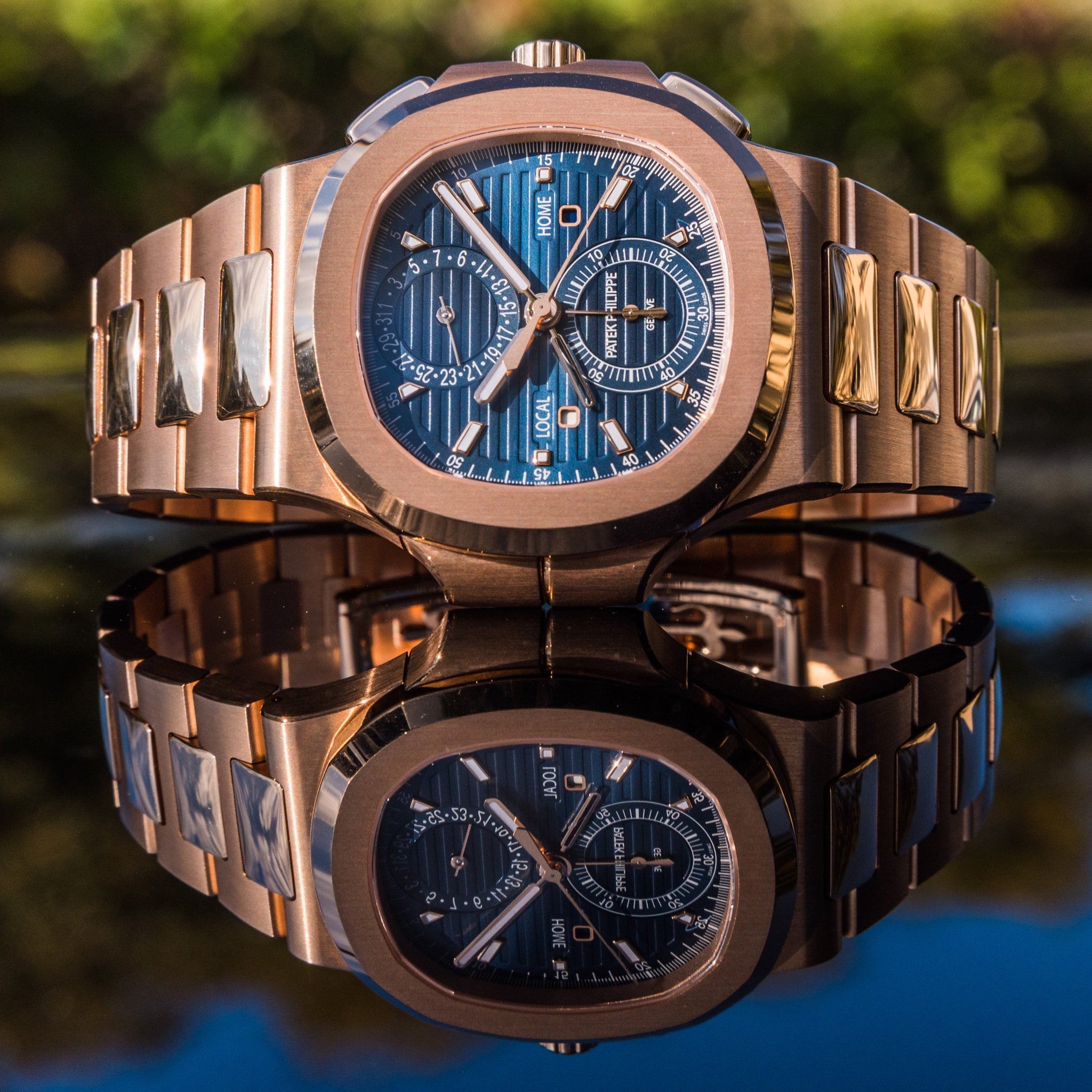 Patek Philippe 2023 Nautilus 5990/1R-001 Travel Time Chronograph Blue Dial