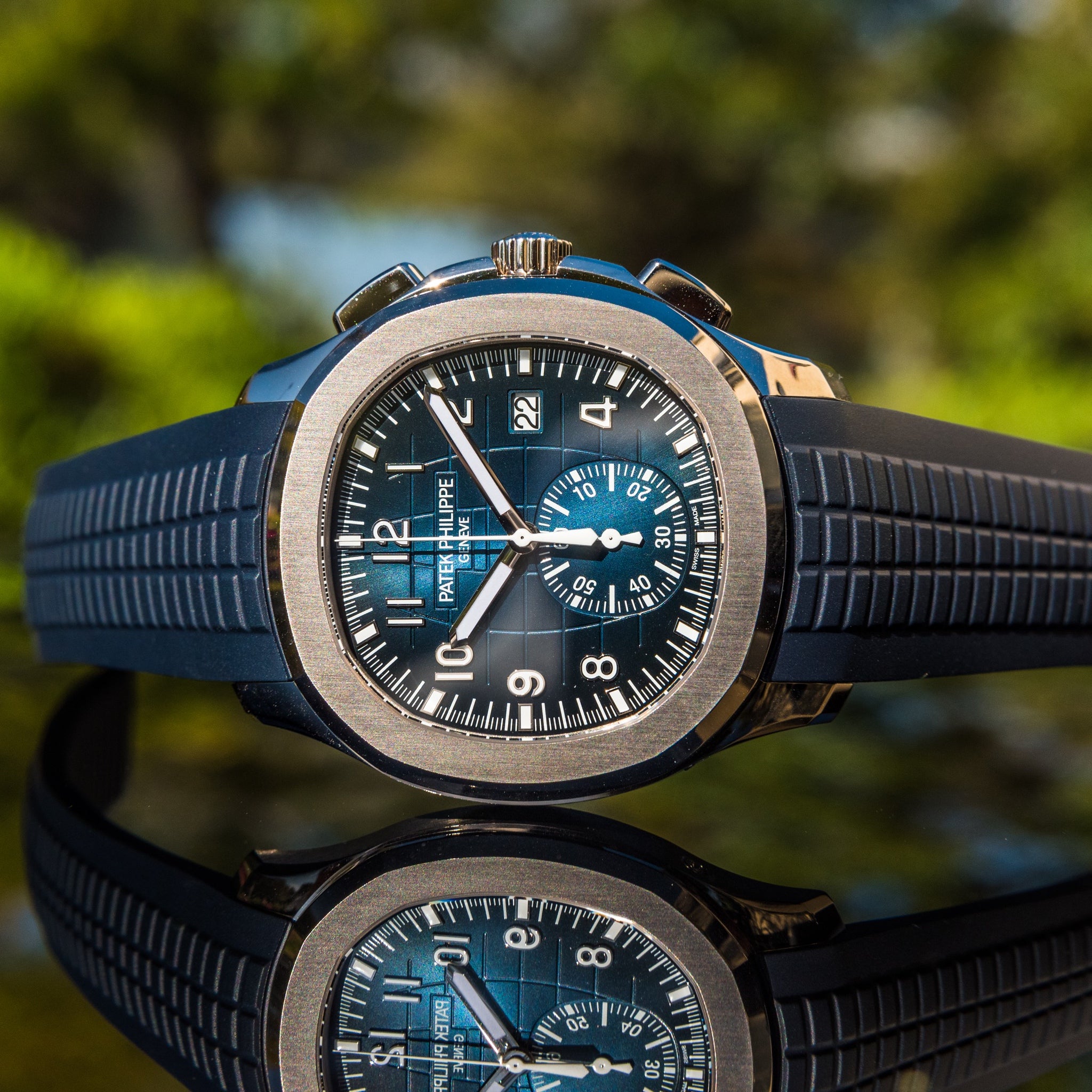 Patek 5968g | 2023 Aquanaut | White Gold 42.2m Blue Dial | 5968G-001