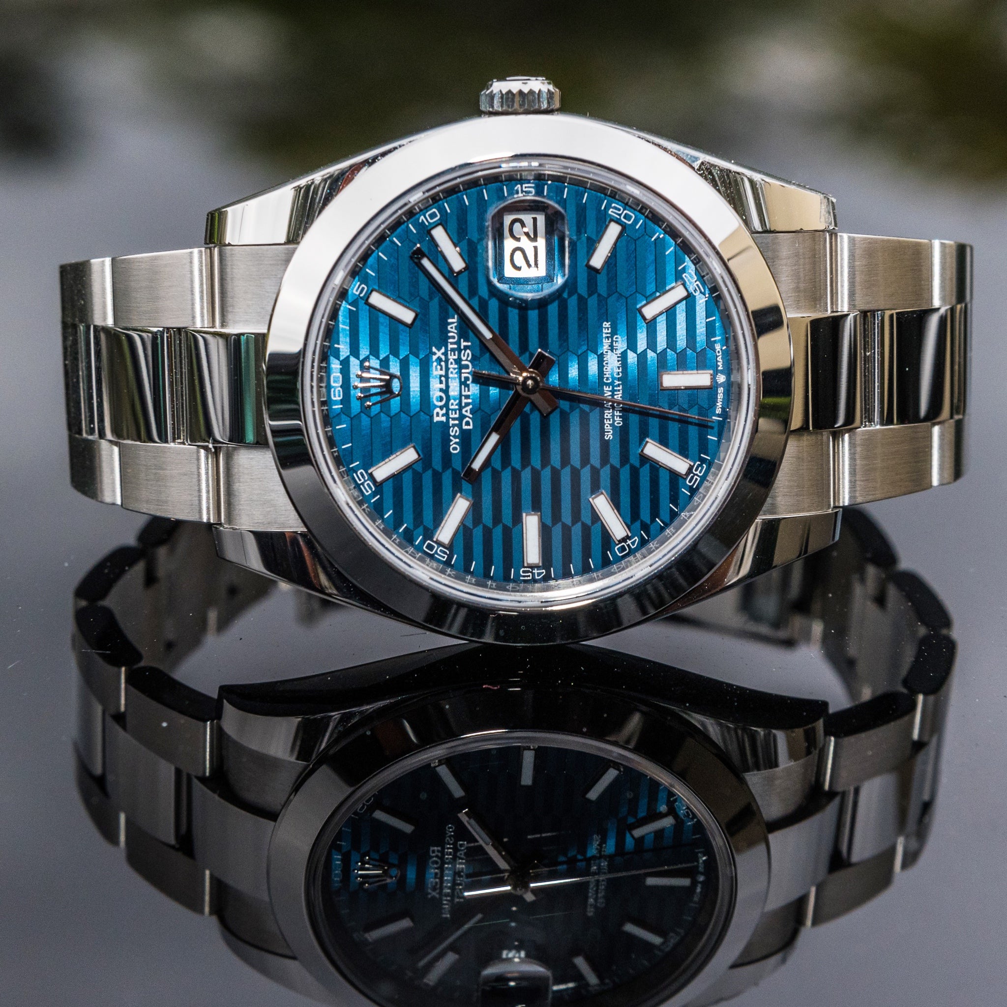 Rolex 2022 Datejust 41mm Blue Motif on Oyster 126300
