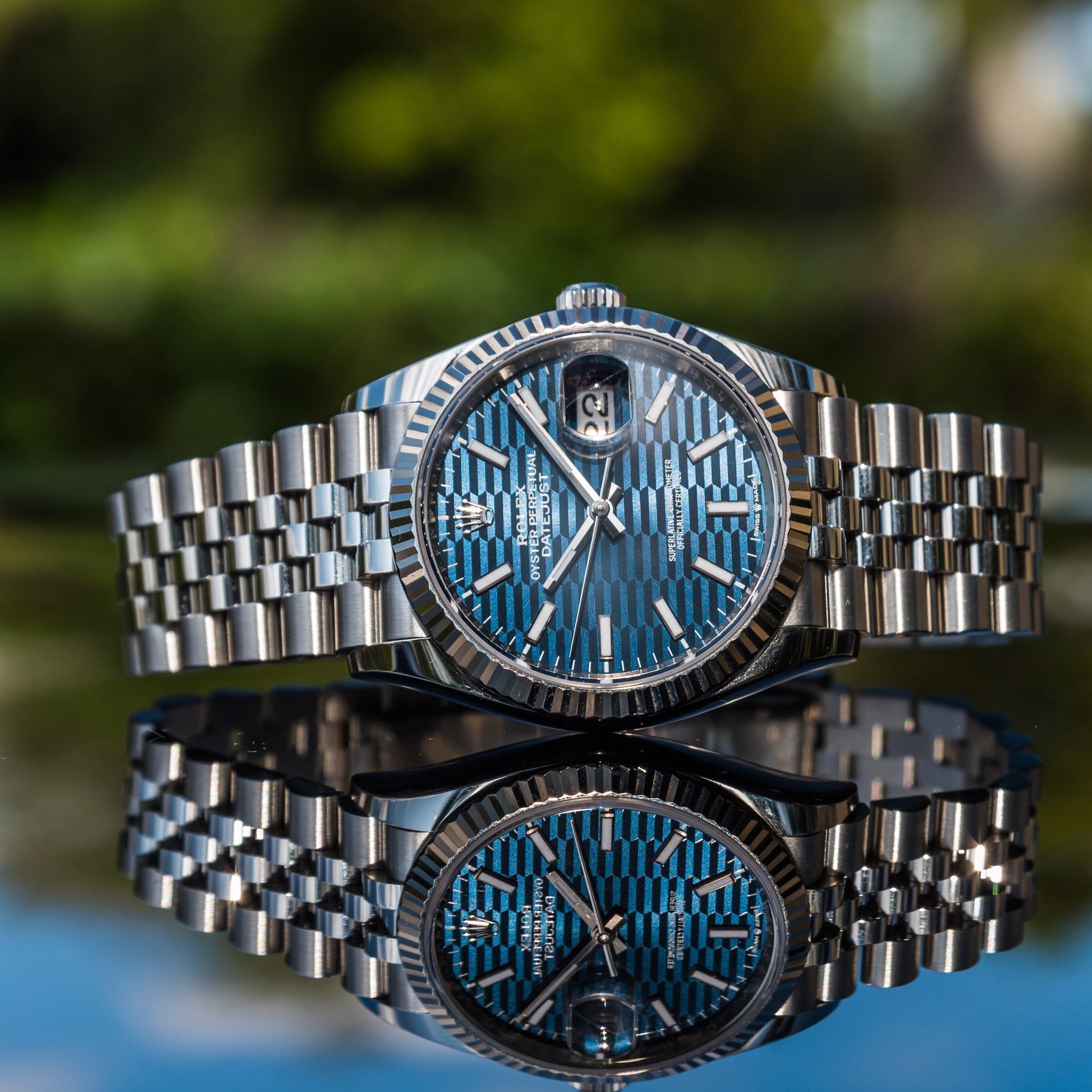 2022 Rolex Datejust 36mm Blue Motif on Jubilee 126234