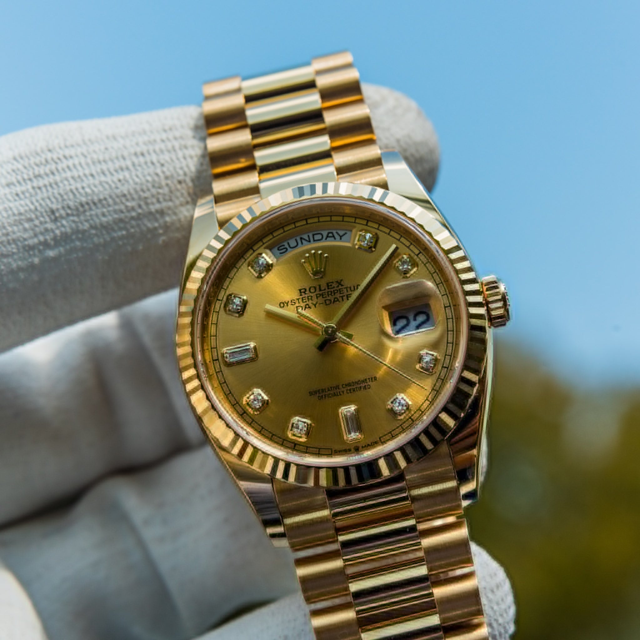 Rolex 2023 Day-Date 36 Gold Diamond Dial 128238