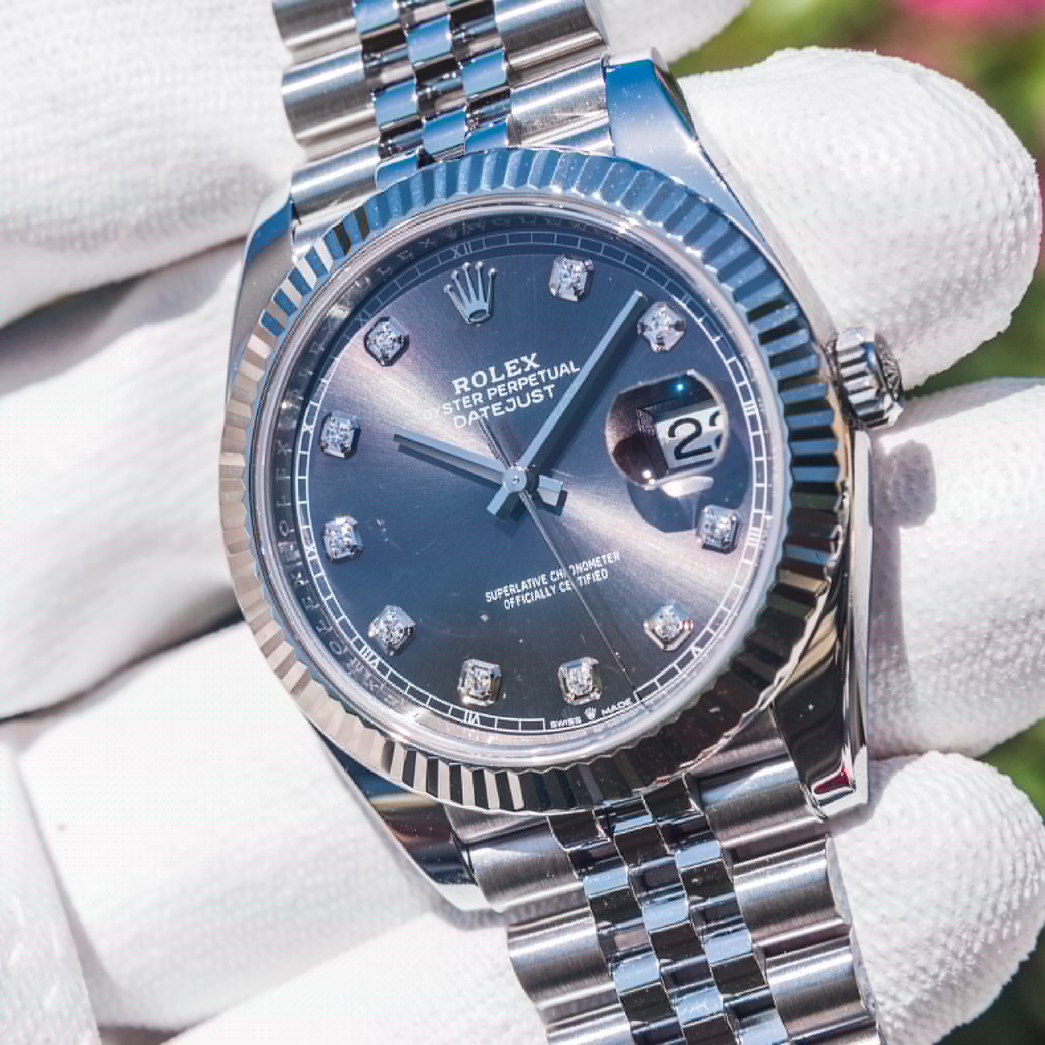 2022 Rolex Datejust 41mm grey diamond dial 126334