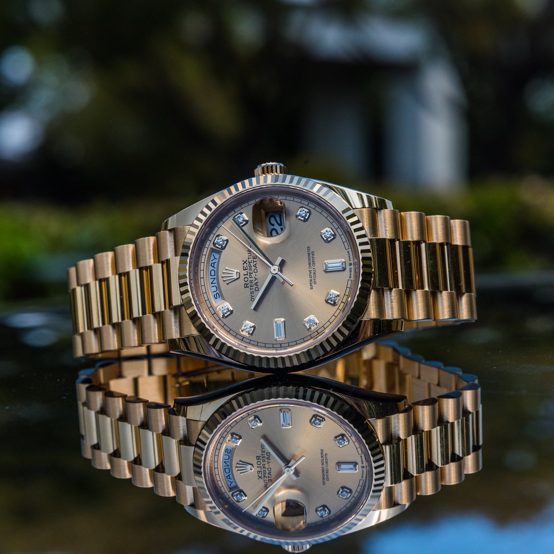 Rolex Unworn 2022 Day-Date 36 Gold Diamond Dial 128238