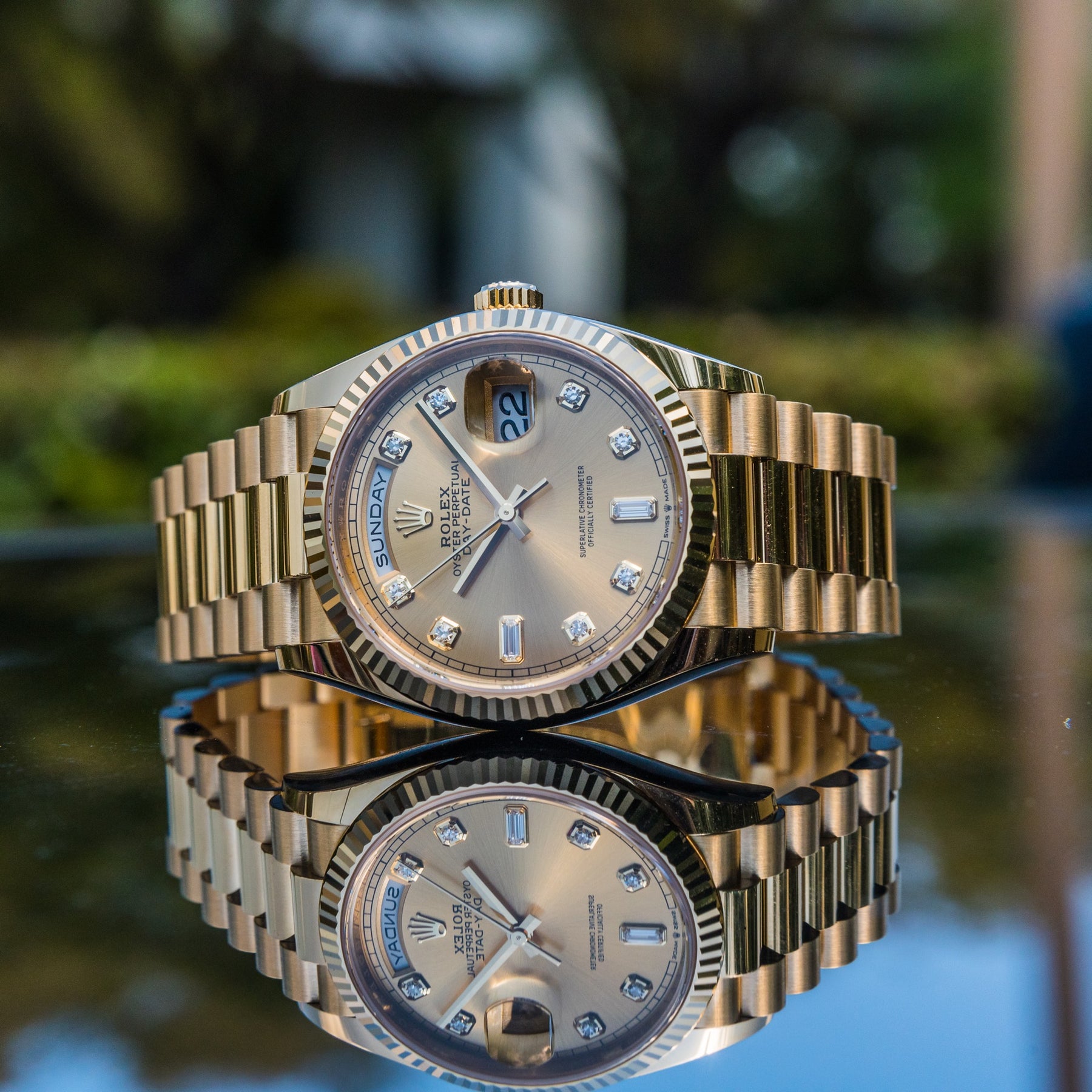 Rolex Unworn 2022 Day-Date 36 Gold Diamond Dial 128238