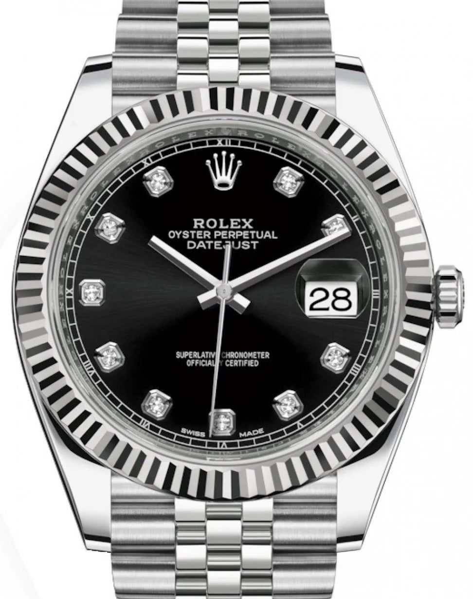 Rolex Datejust 41 Black Diamond Dial Watch 126333