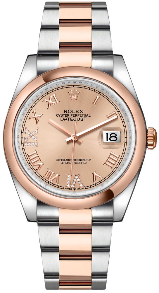 2022 Rolex Datejust 36mm Rose Gold Roman Dial 126201