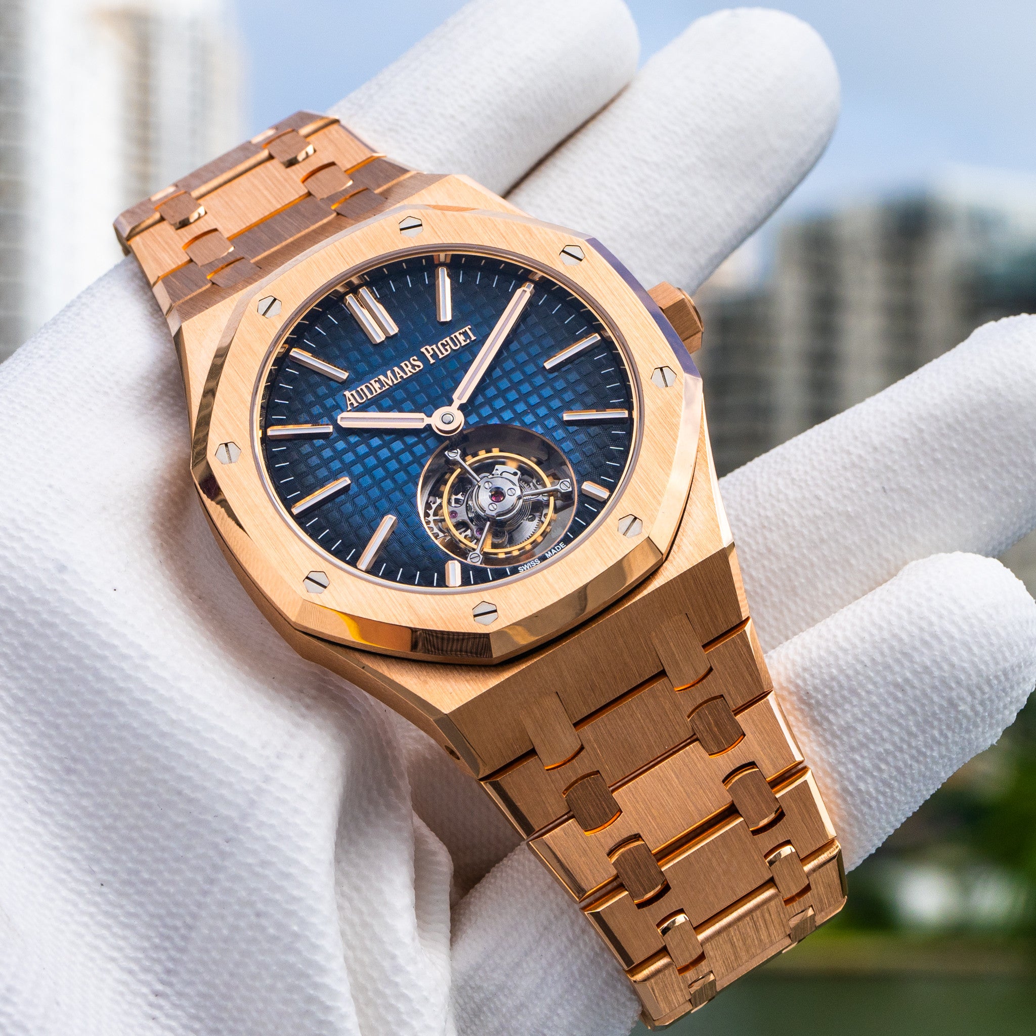 Audemars Piguet Royal Oak Rose Gold Blue Dial 50th Anniversary