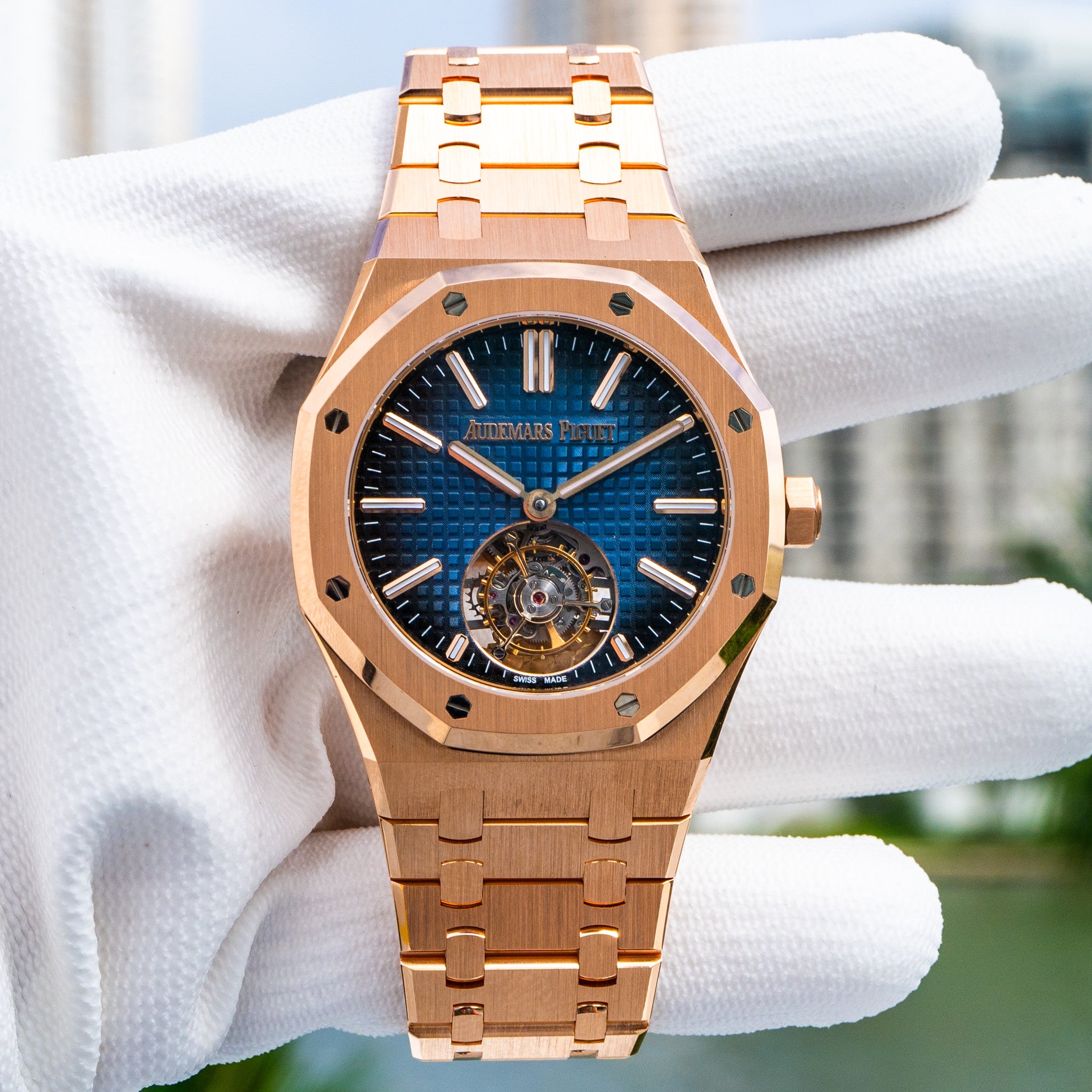 Audemars Piguet Royal Oak Rose Gold Blue Dial 50th Anniversary