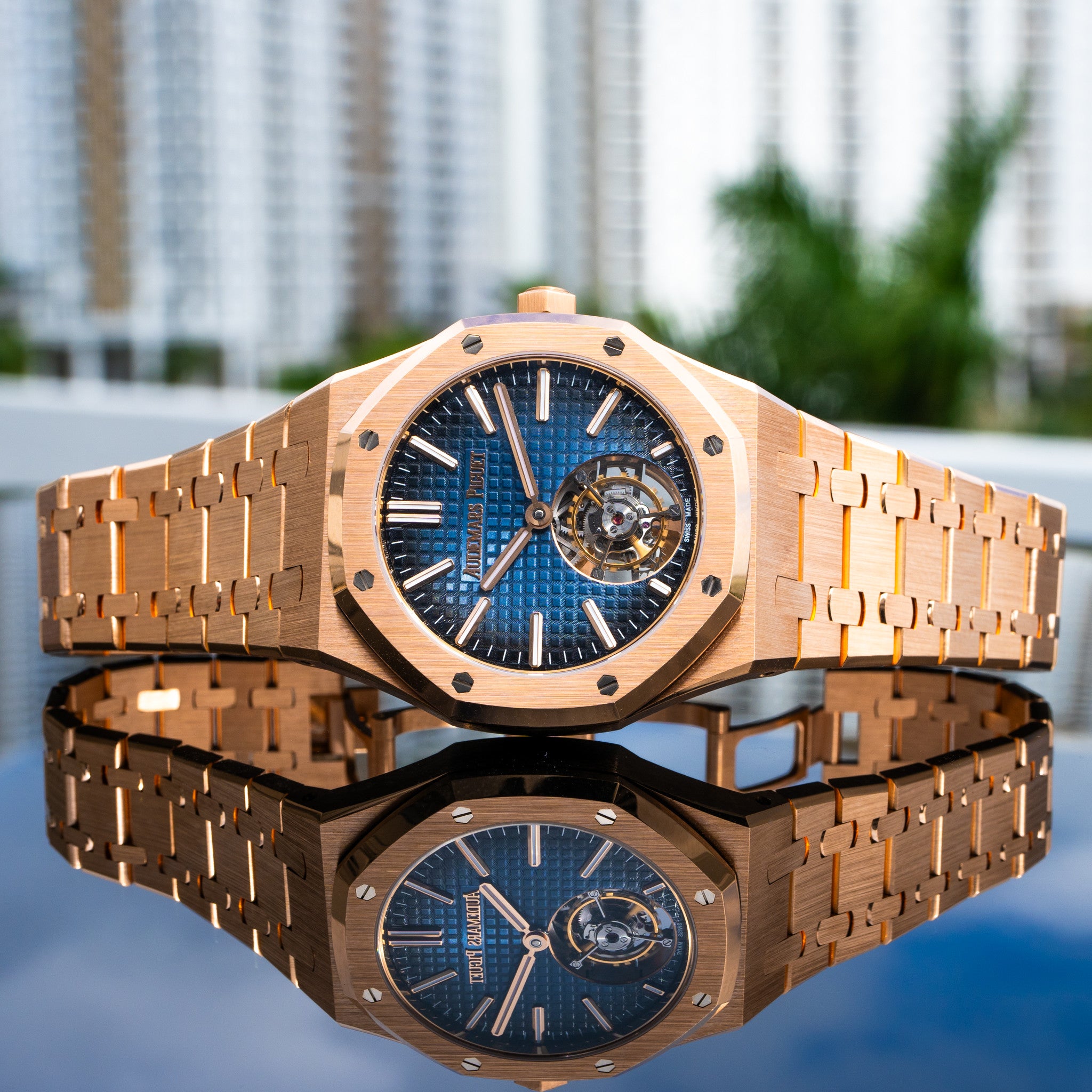 Audemars Piguet Royal Oak Rose Gold Blue Dial 50th Anniversary