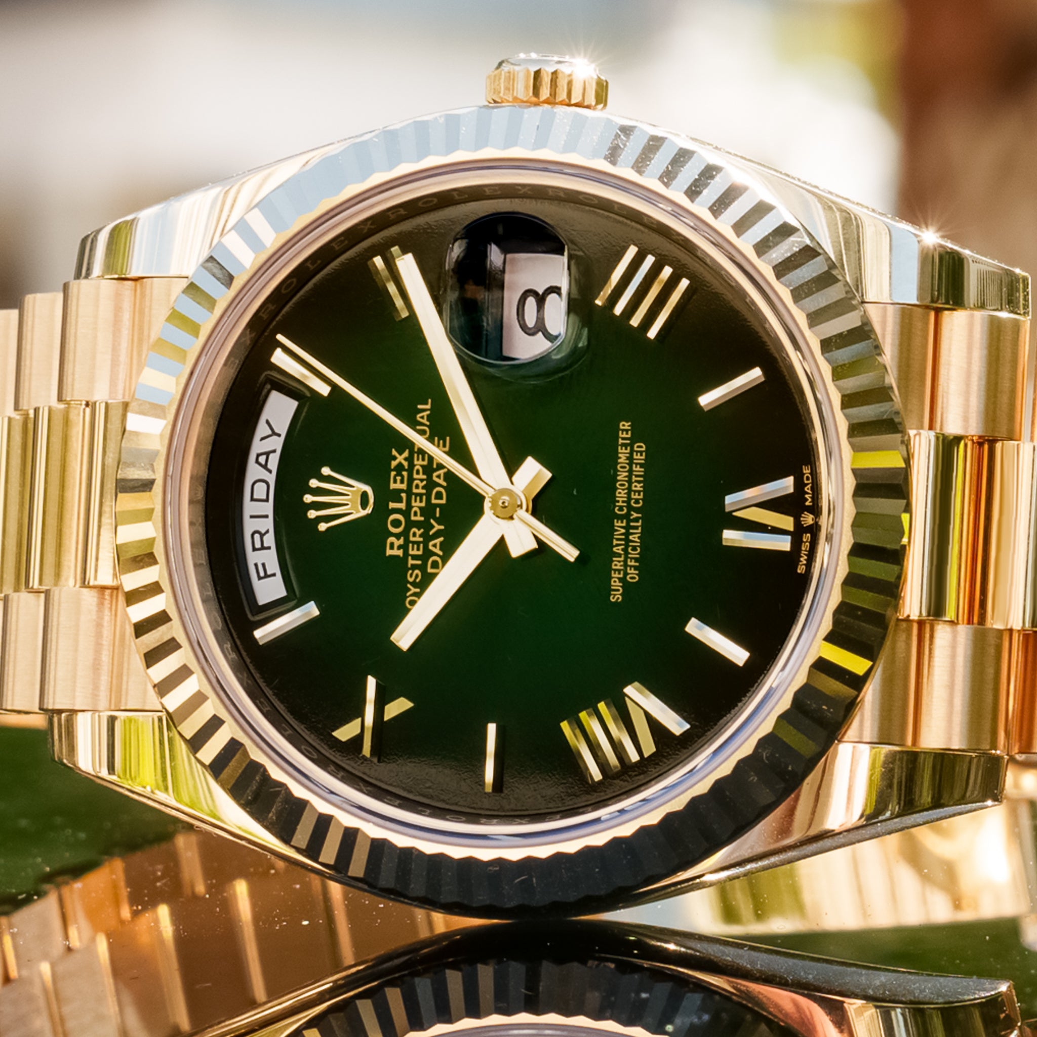2025 Rolex 228238 Day-Date Green Fume Dial 40mm