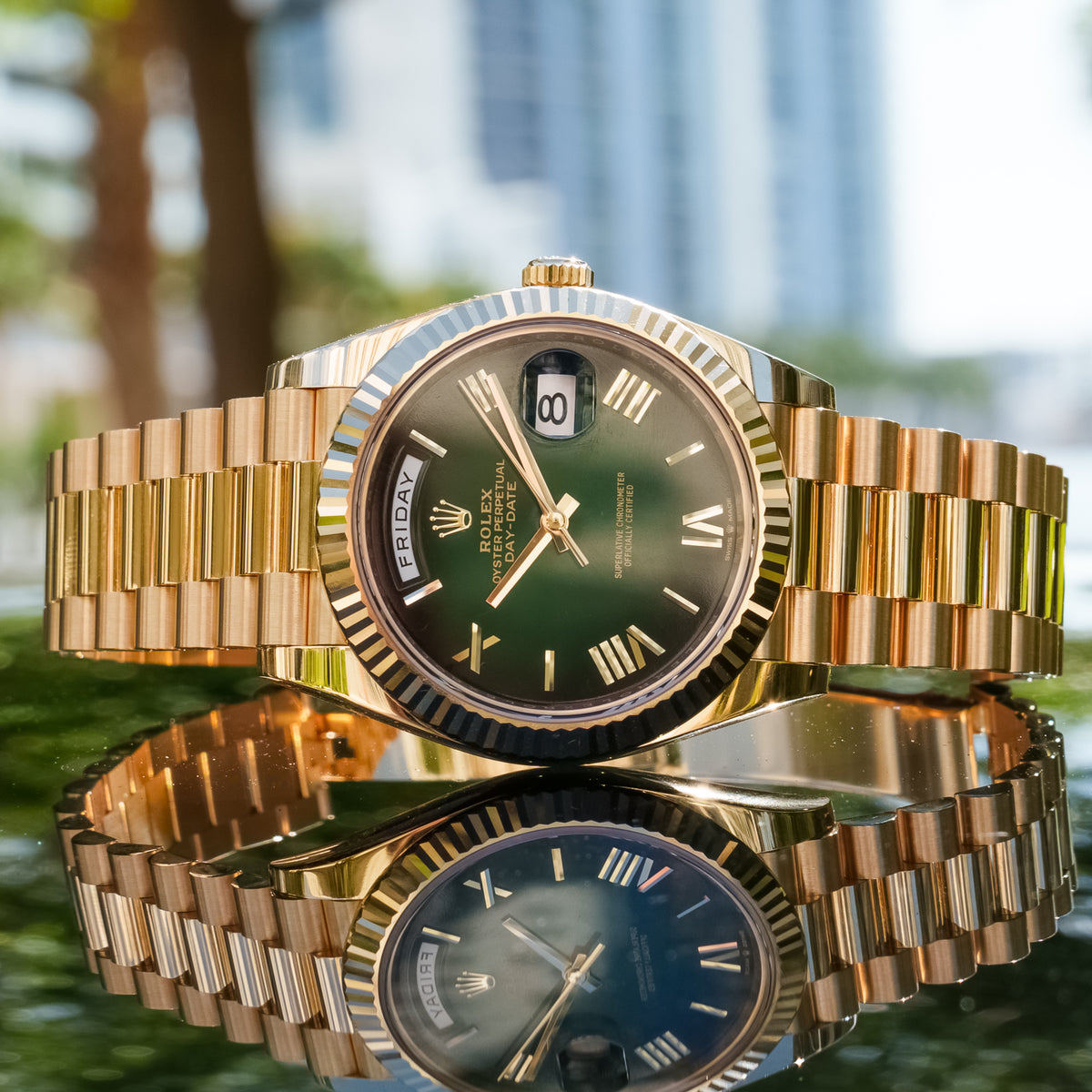 2025 Rolex 228238 Day-Date Green Fume Dial 40mm