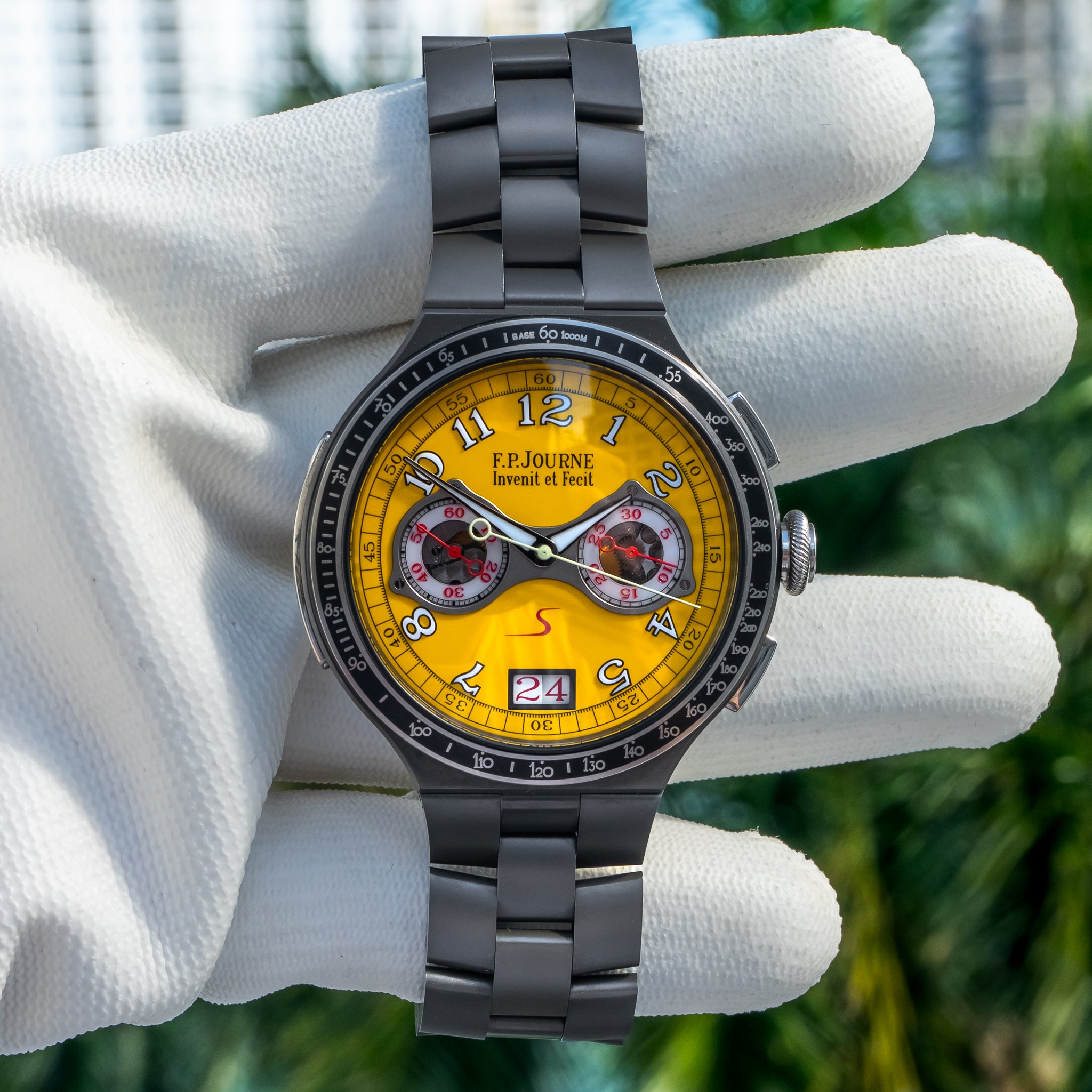 F.P. Journe LineSport Chronograph Monopoussoir Rattrapante Titanium Yellow Dial 44mm