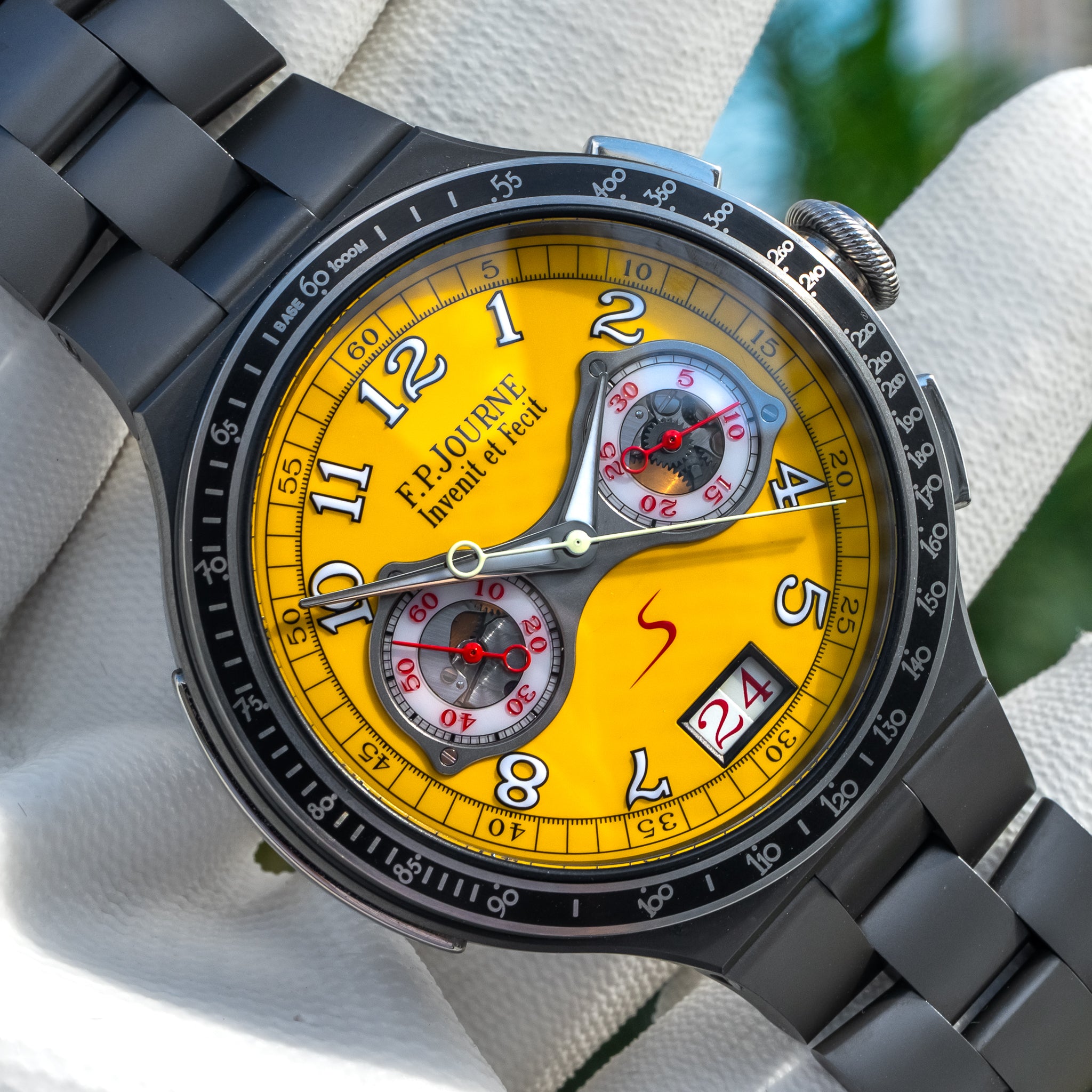 F.P. Journe LineSport Chronograph Monopoussoir Rattrapante Titanium Yellow Dial 44mm