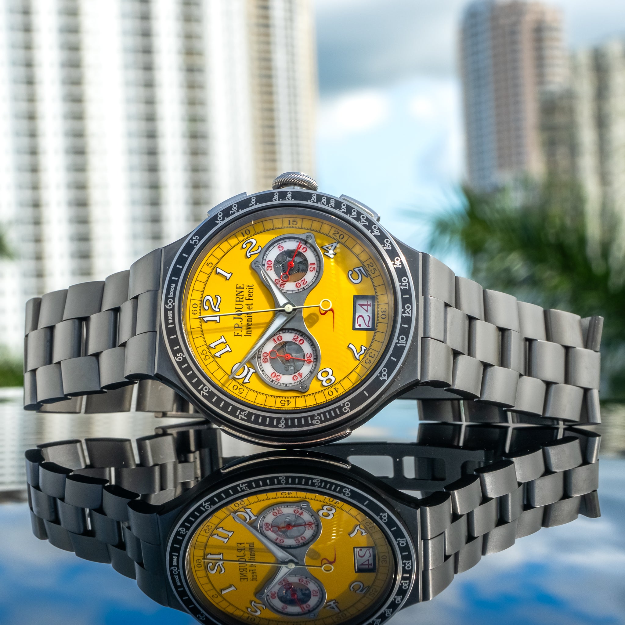 F.P. Journe LineSport Chronograph Monopoussoir Rattrapante Titanium Yellow Dial 44mm