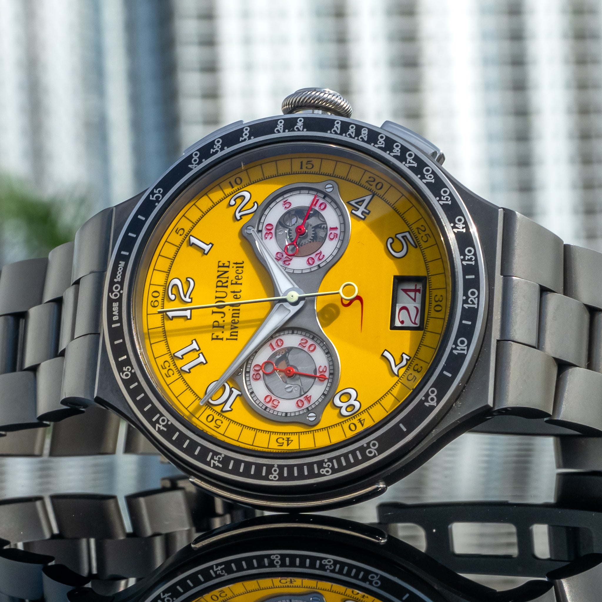F.P. Journe LineSport Chronograph Monopoussoir Rattrapante Titanium Yellow Dial 44mm