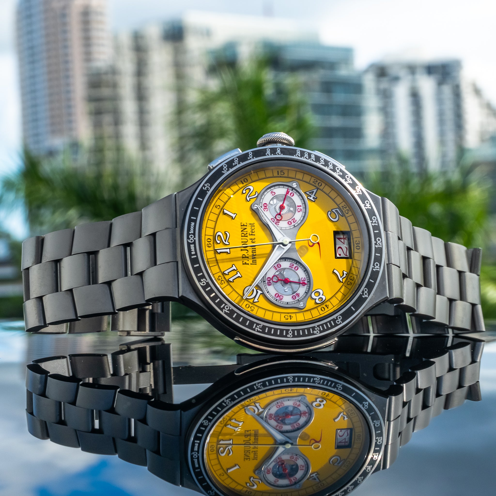 F.P. Journe LineSport Chronograph Monopoussoir Rattrapante Titanium Yellow Dial 44mm