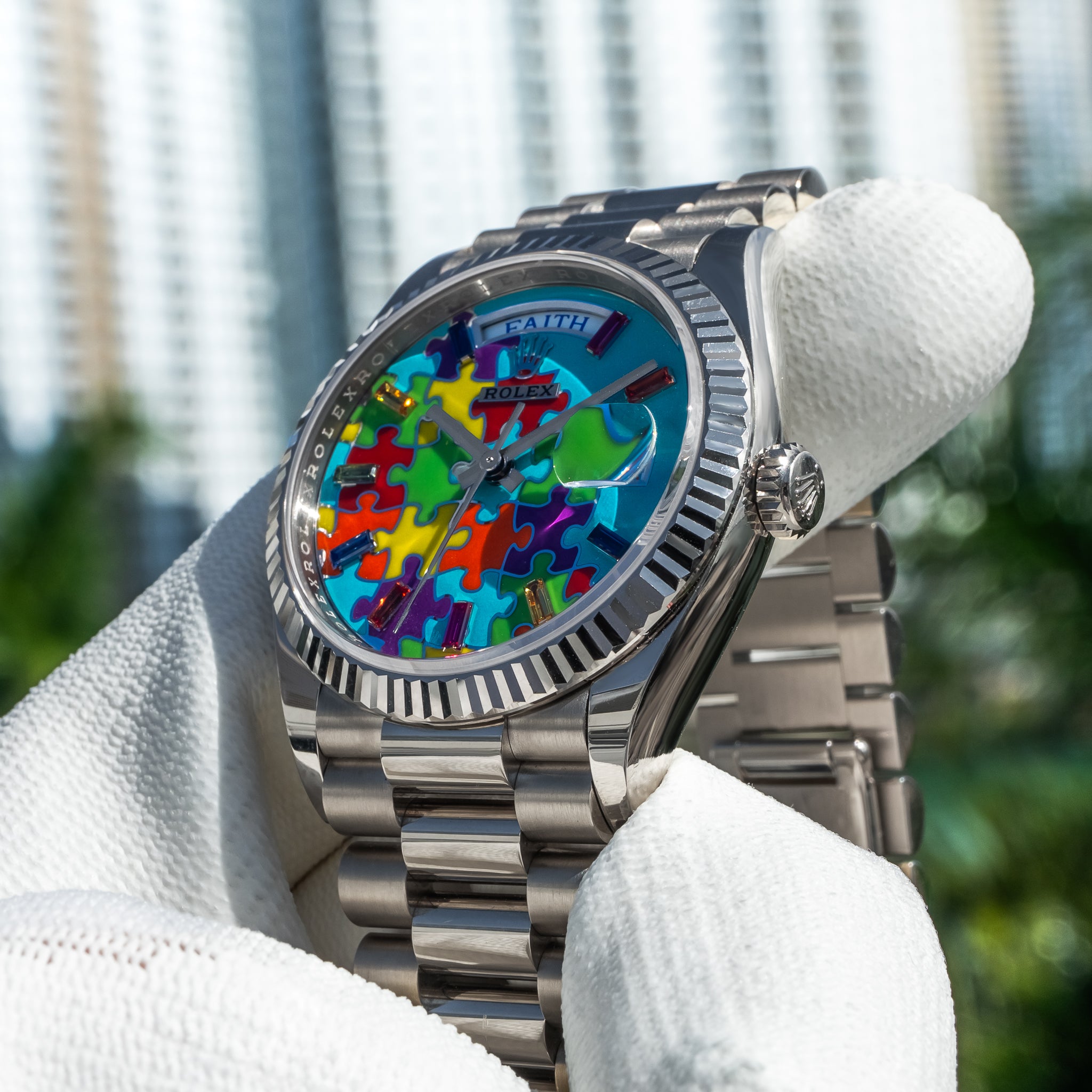 Rolex Day-Date 128239 "Puzzle" White Gold 36mm