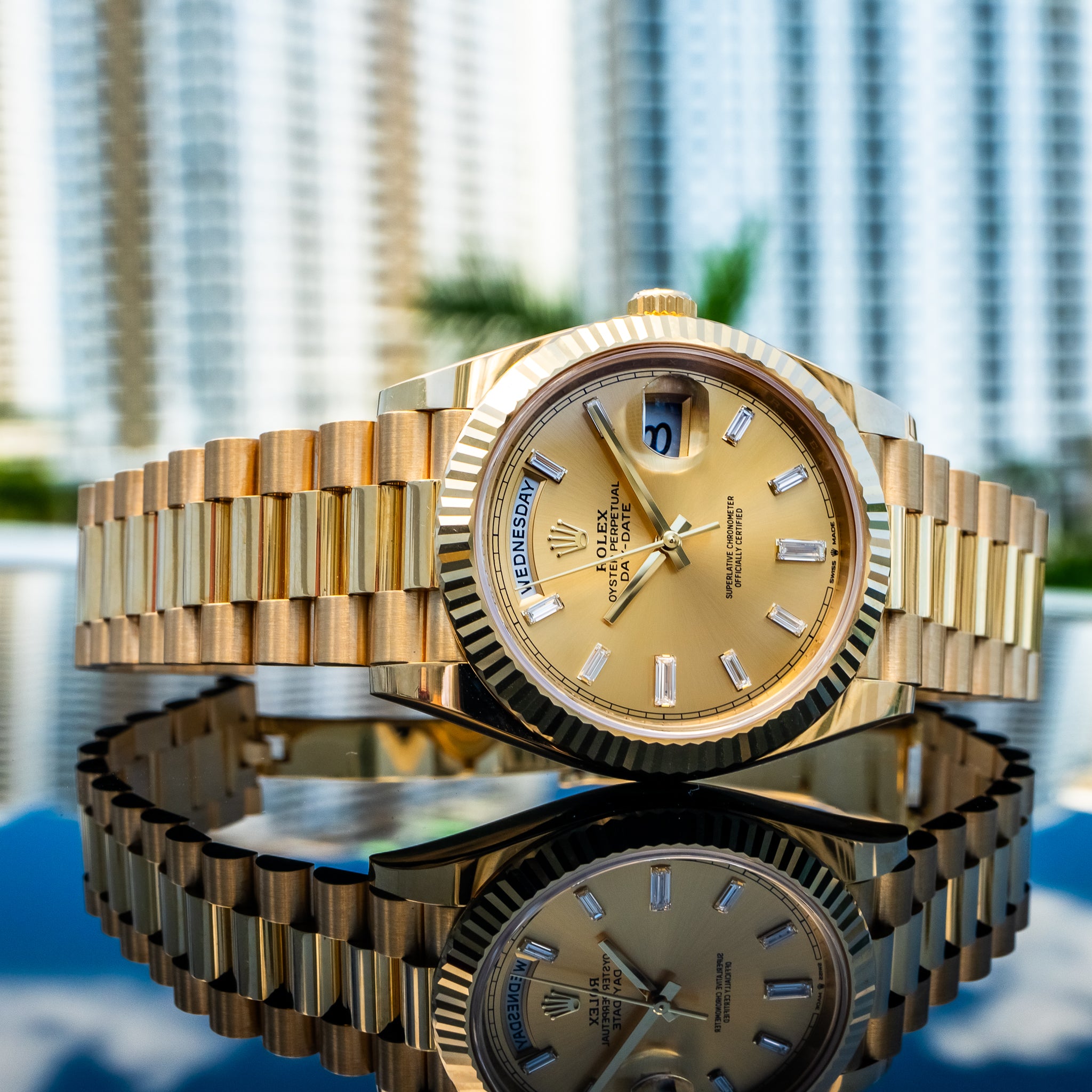 2024 Rolex Day-Date 228238A Yellow Gold Baguette 40mm
