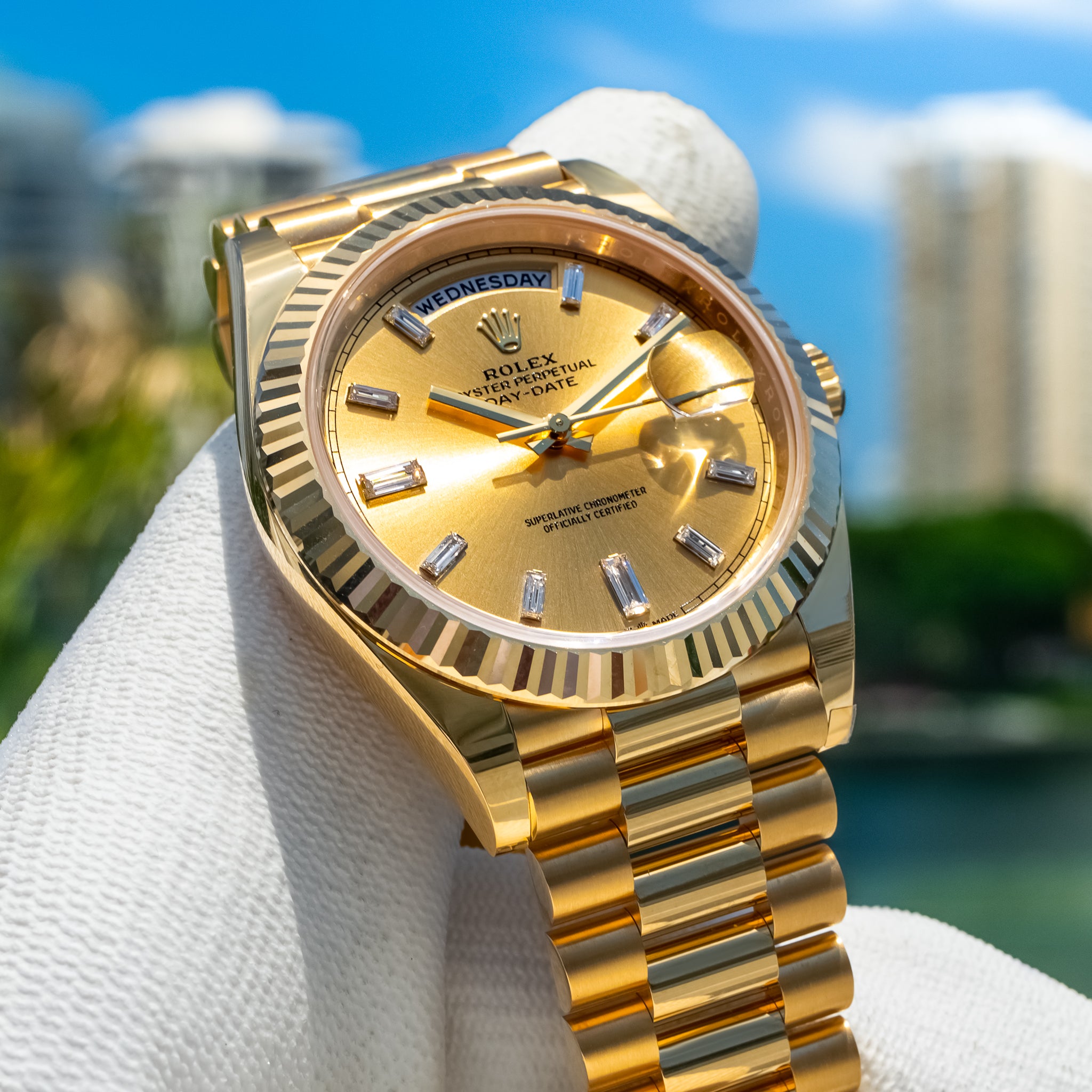 2024 Rolex Day-Date 228238A Yellow Gold Baguette 40mm