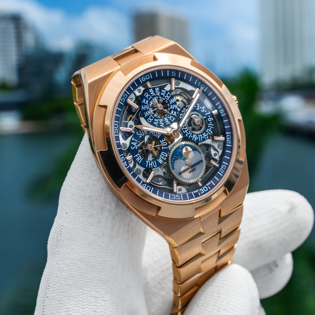 2025 Vacheron Constantin 4300V/220R-B642 Overseas Perpetual Calendar Ultra-Thin Skeleton Rose Gold 41.5mm