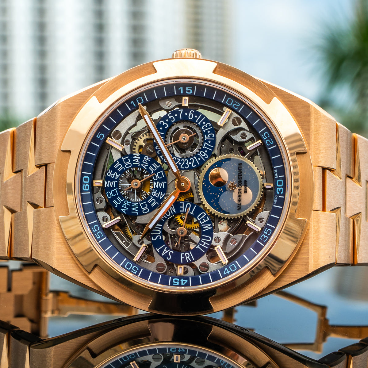 2025 Vacheron Constantin 4300V/220R-B642 Overseas Perpetual Calendar Ultra-Thin Skeleton Rose Gold 41.5mm