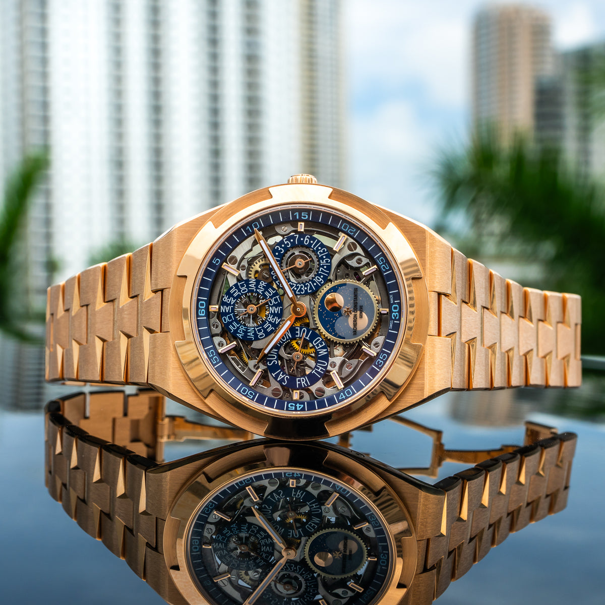2025 Vacheron Constantin 4300V/220R-B642 Overseas Perpetual Calendar Ultra-Thin Skeleton Rose Gold 41.5mm