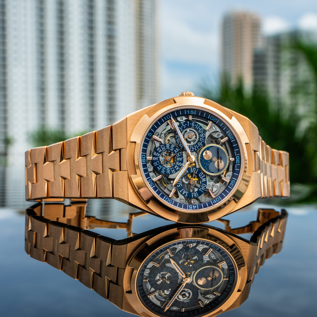 2025 Vacheron Constantin 4300V/220R-B642 Overseas Perpetual Calendar Ultra-Thin Skeleton Rose Gold 41.5mm