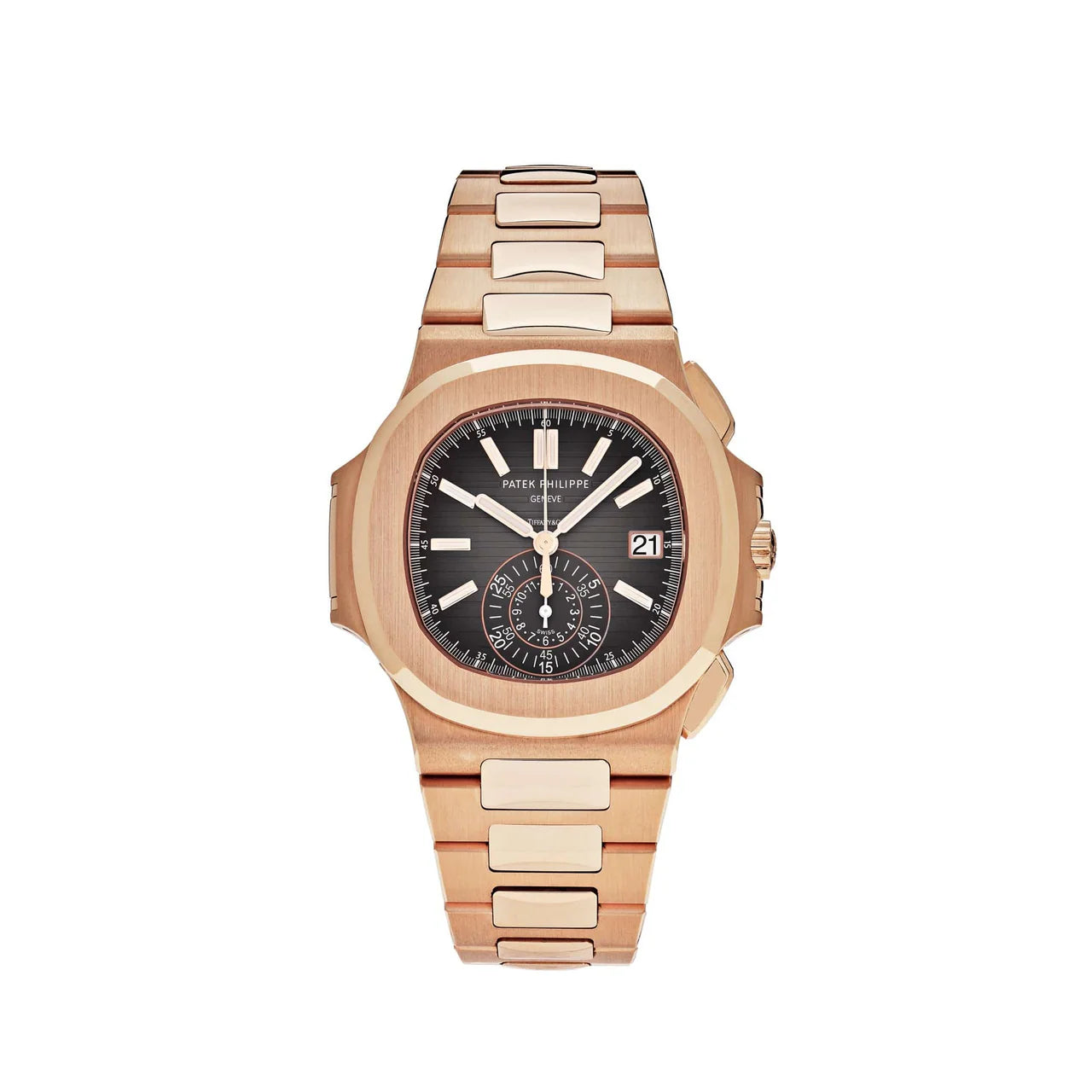 Patek Philippe Unworn Nautilus 5980/1R-001 Travel Time Chronograph Tiffany Stamp