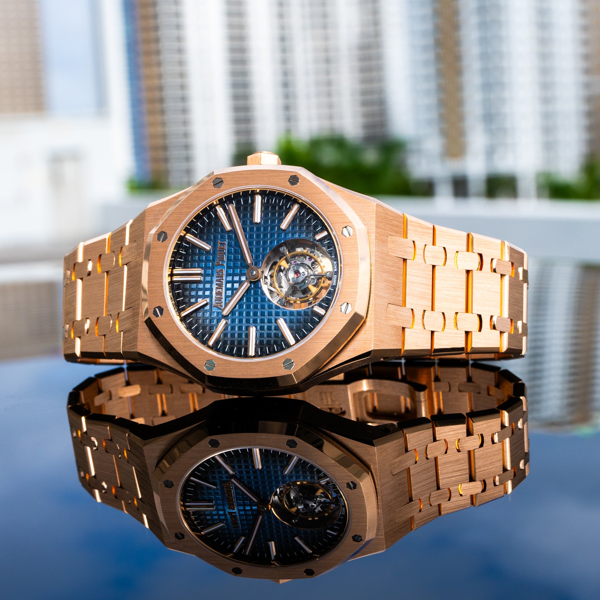 Audemars Piguet Royal Oak Rose Gold Blue Dial 50th Anniversary